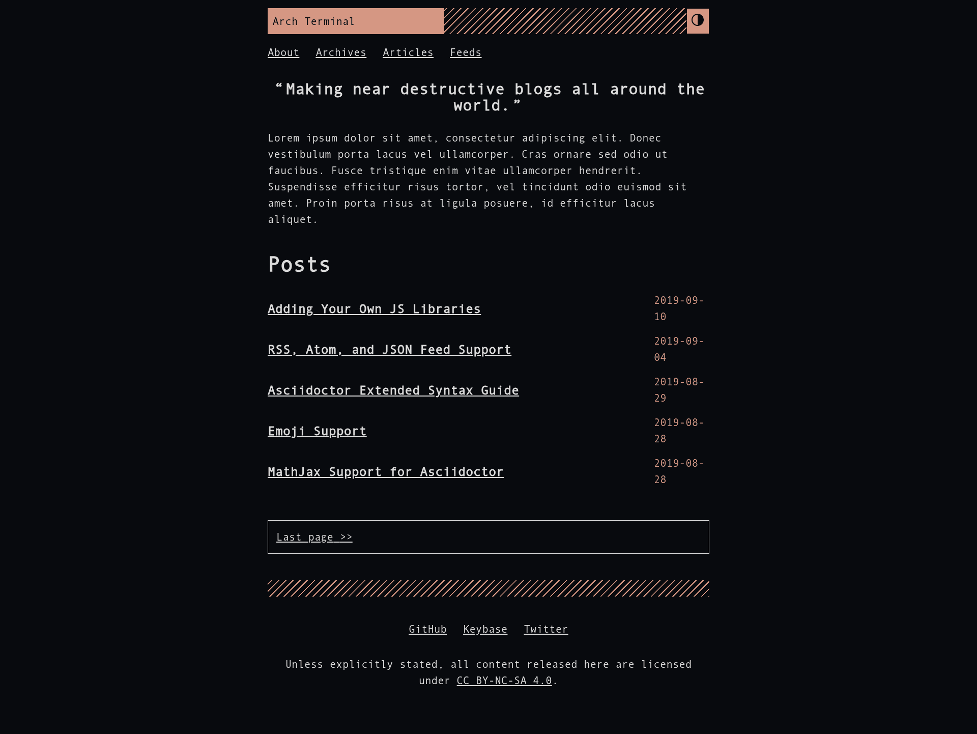 screenshot of Hugo Theme Arch Terminal on template0.com