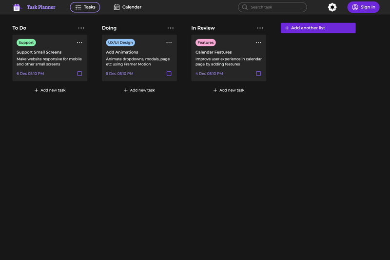 Image for Task Planner on template0.com