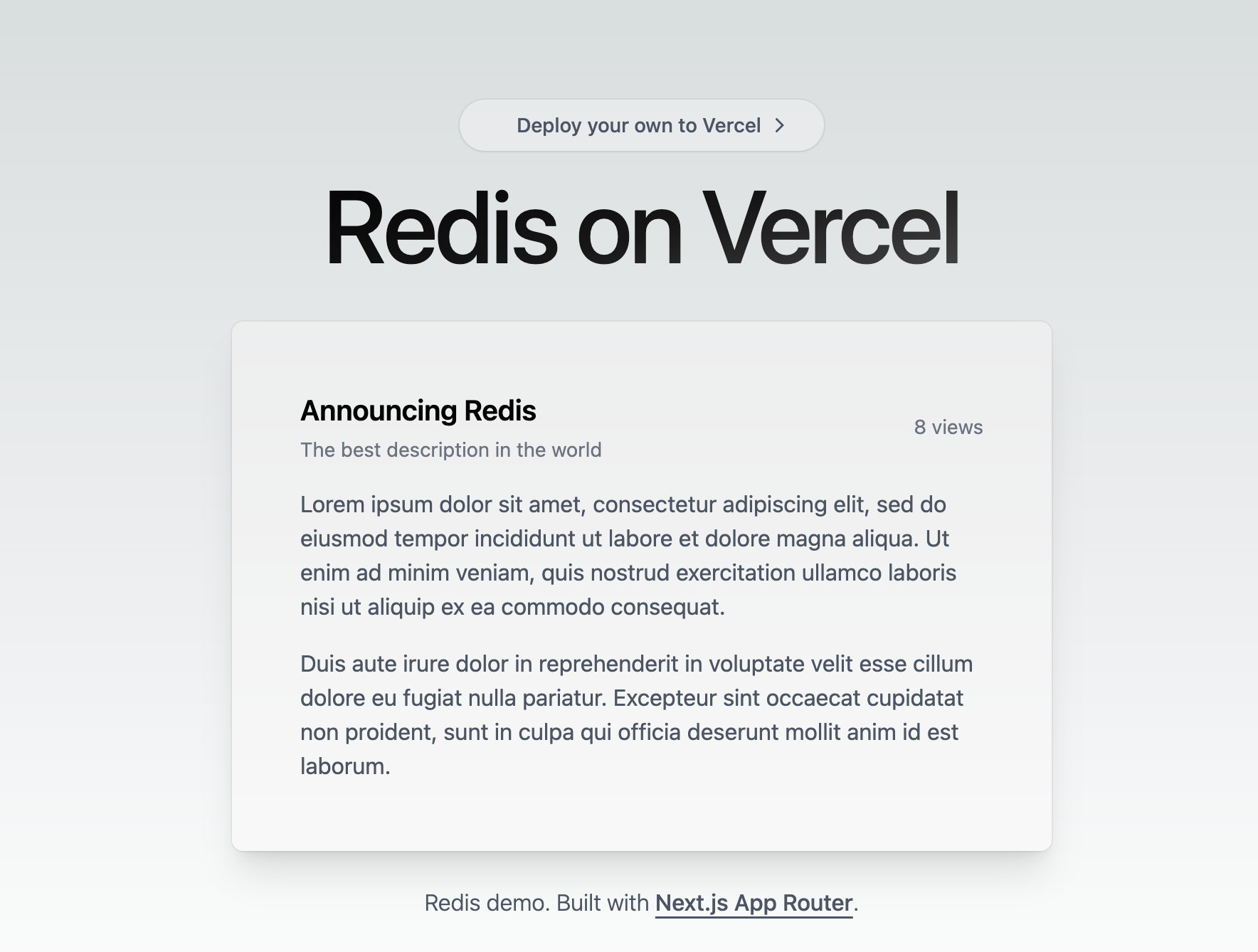Redis Next.js Starter preview