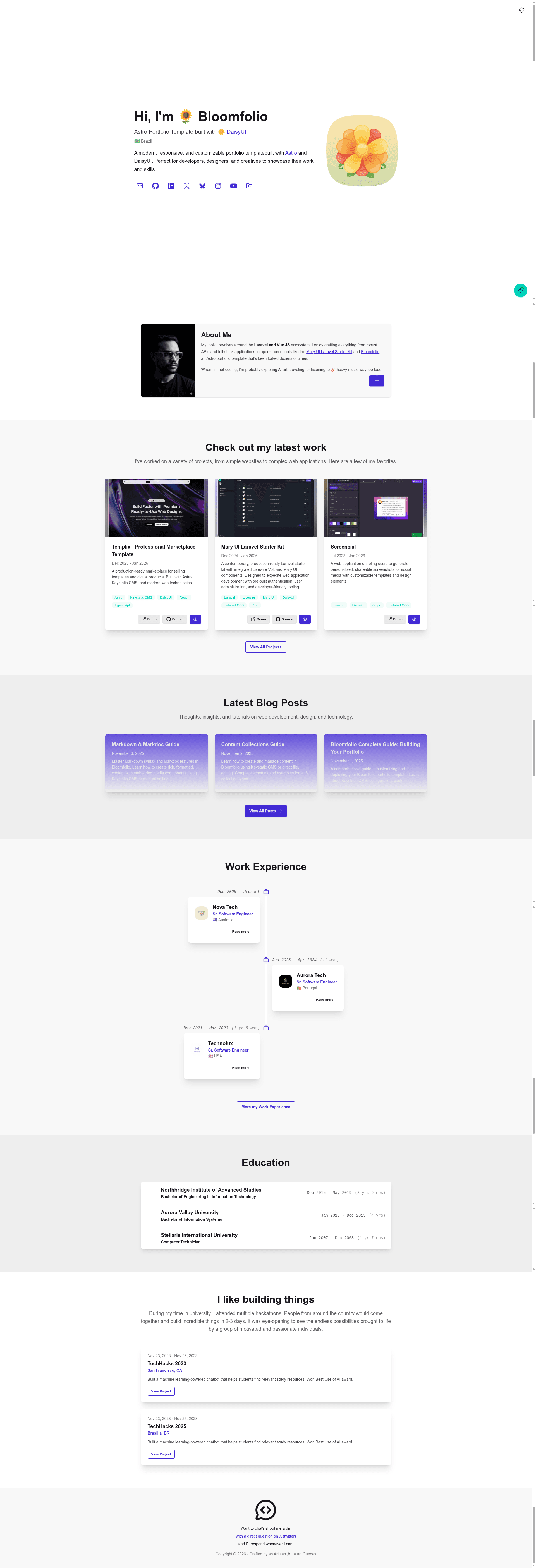 screenshot of Bloomfolio on template0.com