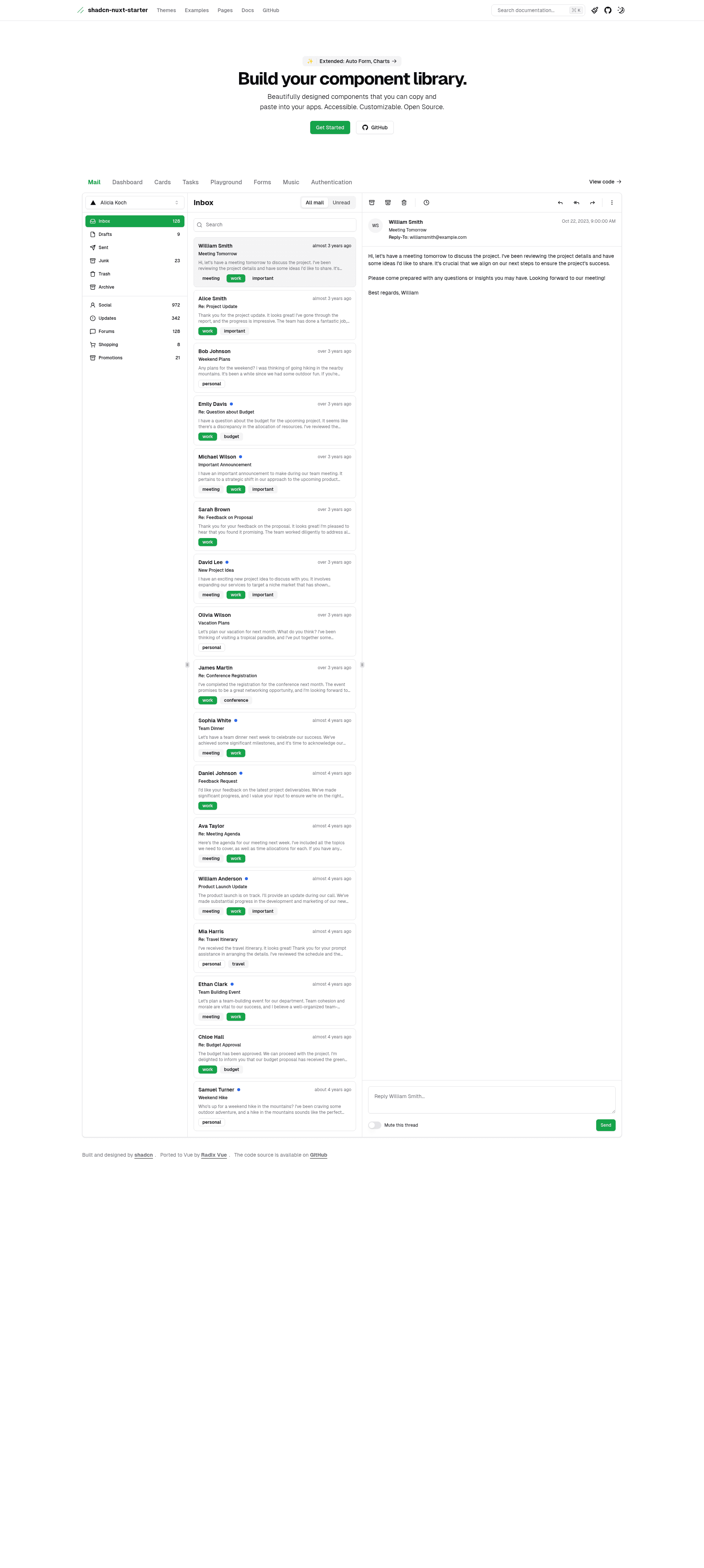 screenshot of shadcn-nuxt-starter on template0.com