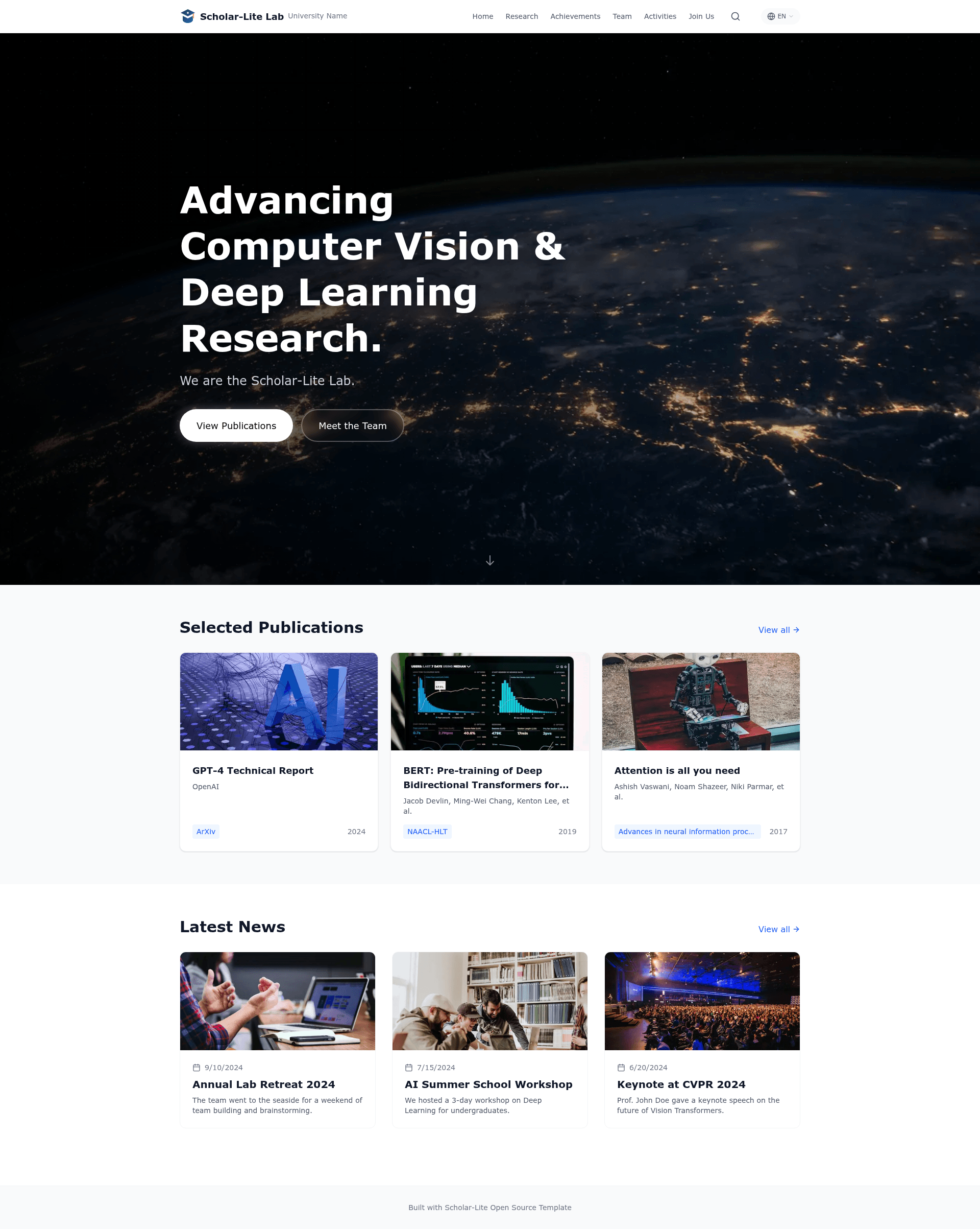 screenshot of Scholar-Lite on template0.com