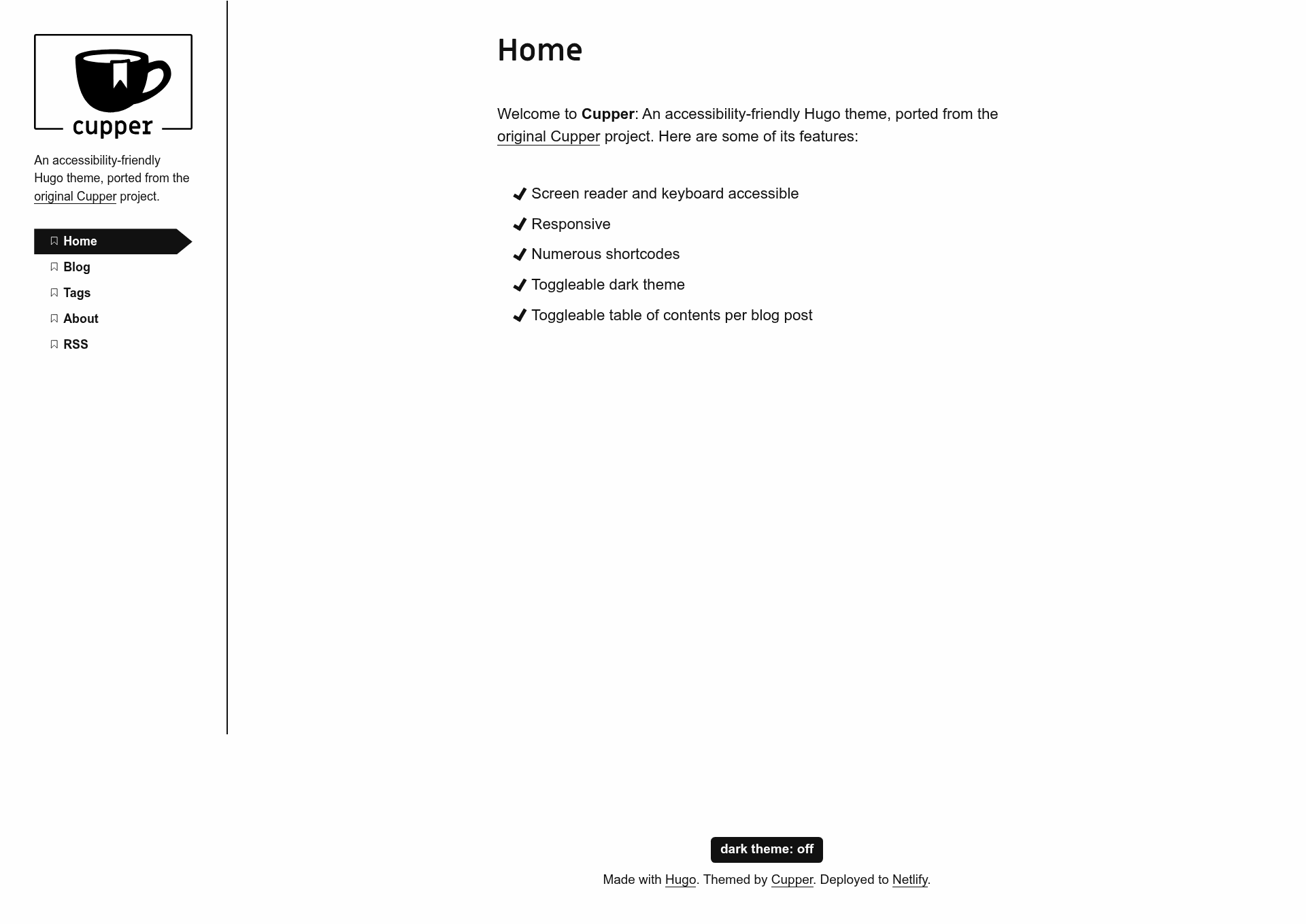screenshot of Cupper on template0.com