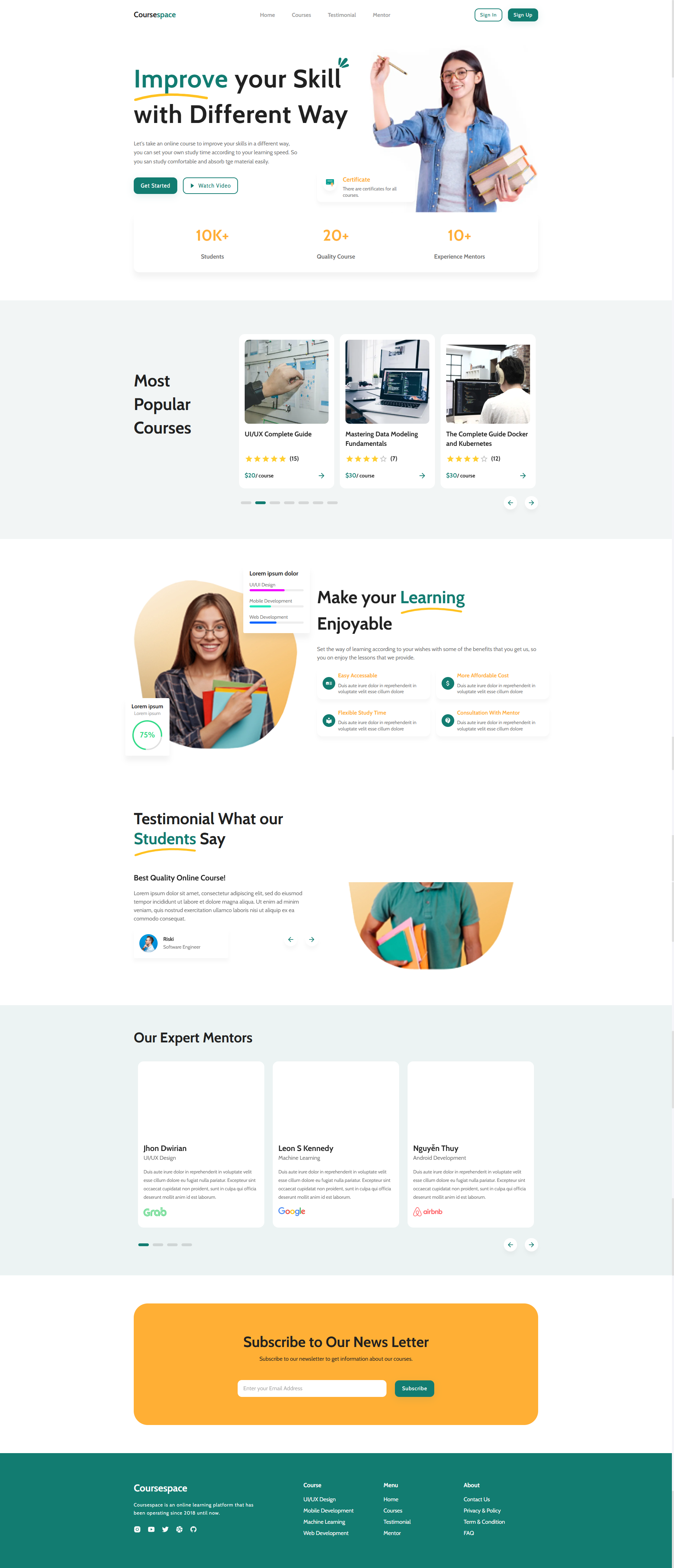 Image for Coursespace(landing page nextjs template) on template0.com