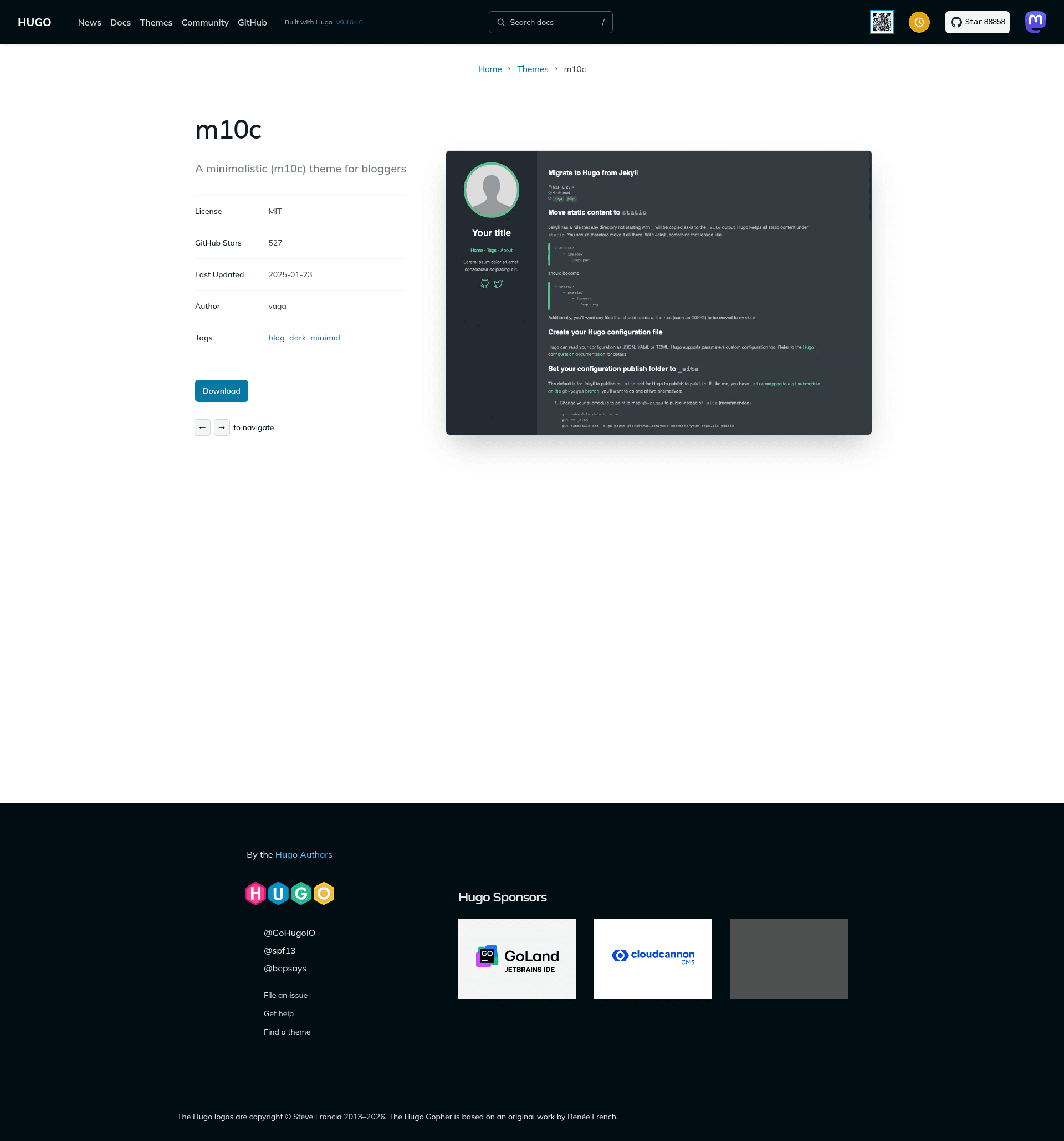 screenshot of M10c on template0.com