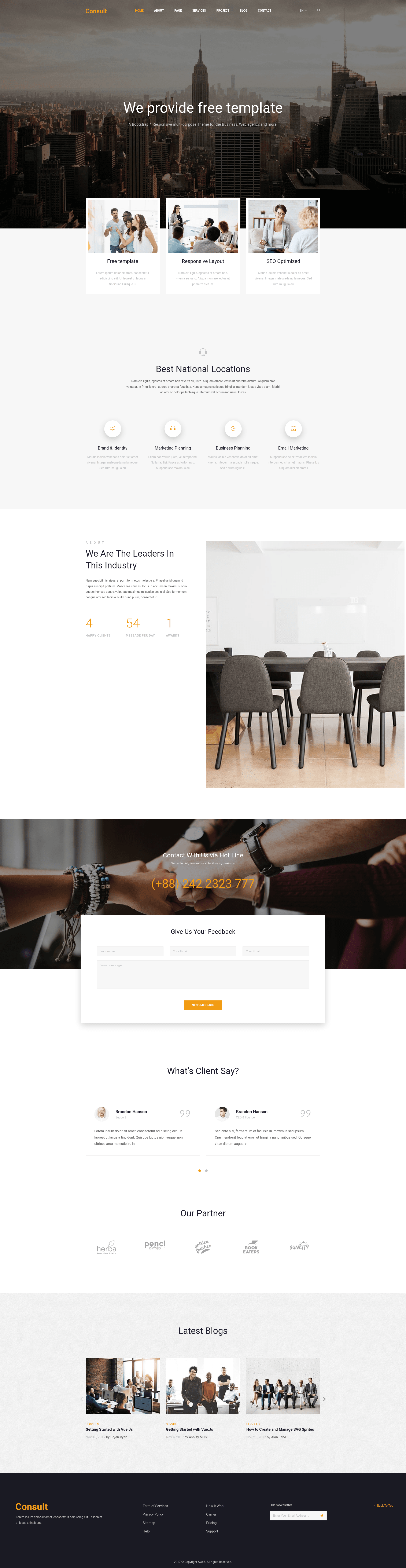 screenshot of Consult on template0.com