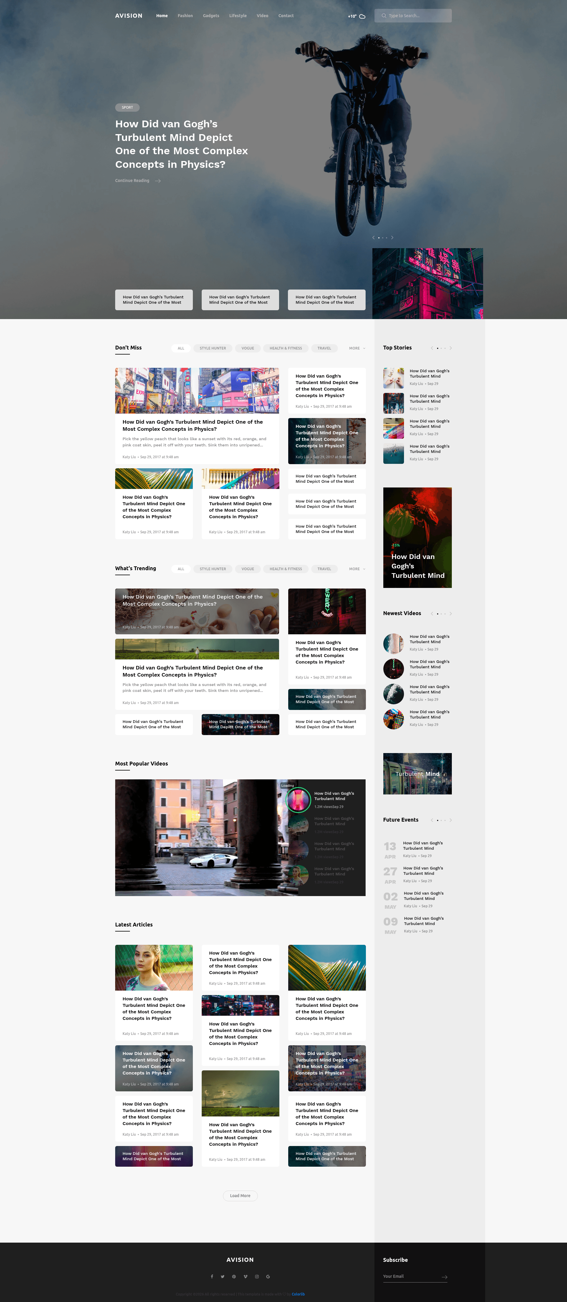 screenshot of Avision – Free Bootstrap Blog Template on template0.com