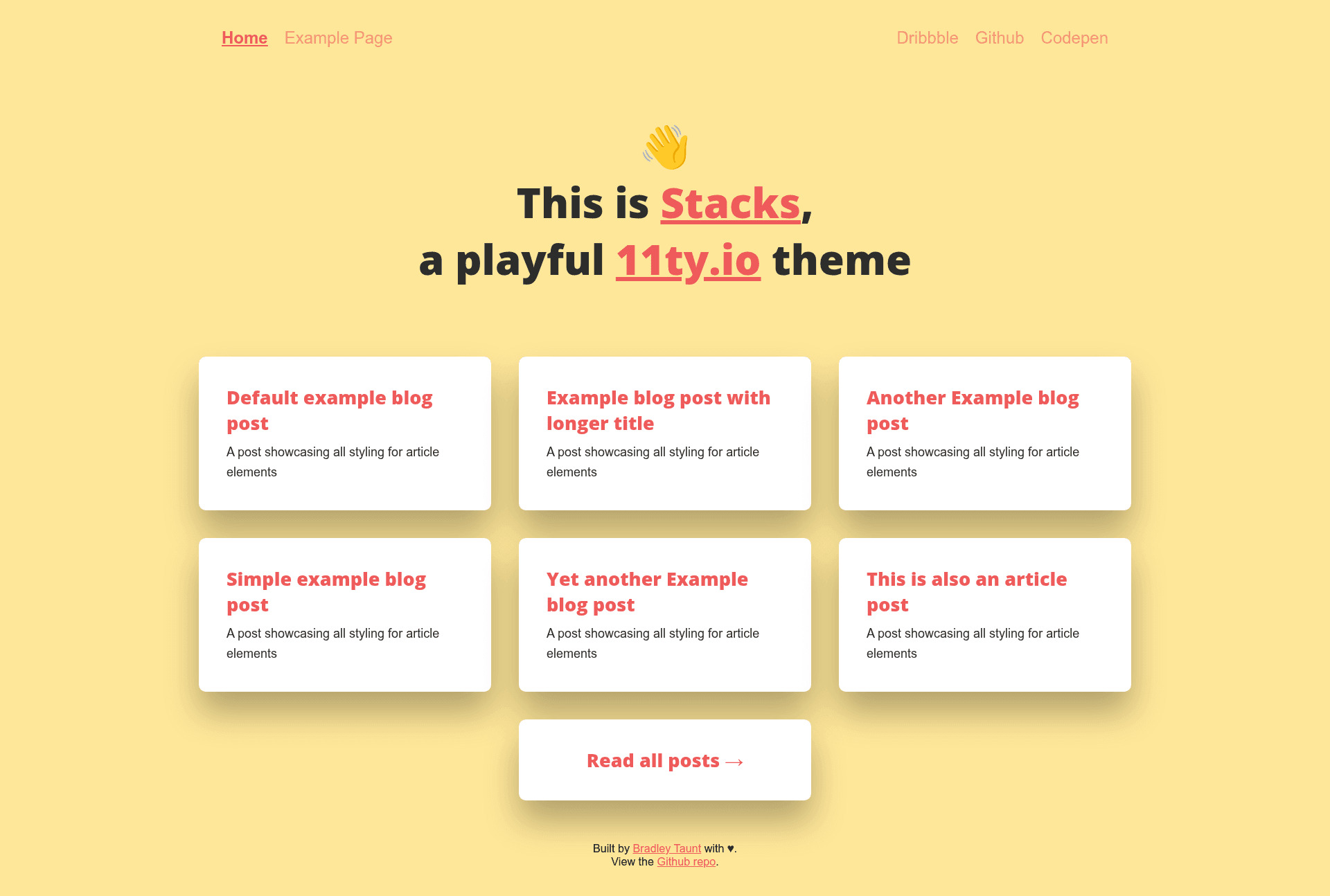 screenshot of Stacks 11ty Theme on template0.com