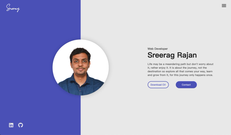 Image for Sreerag Rajan Portfolio(portoflio react template) on template0.com