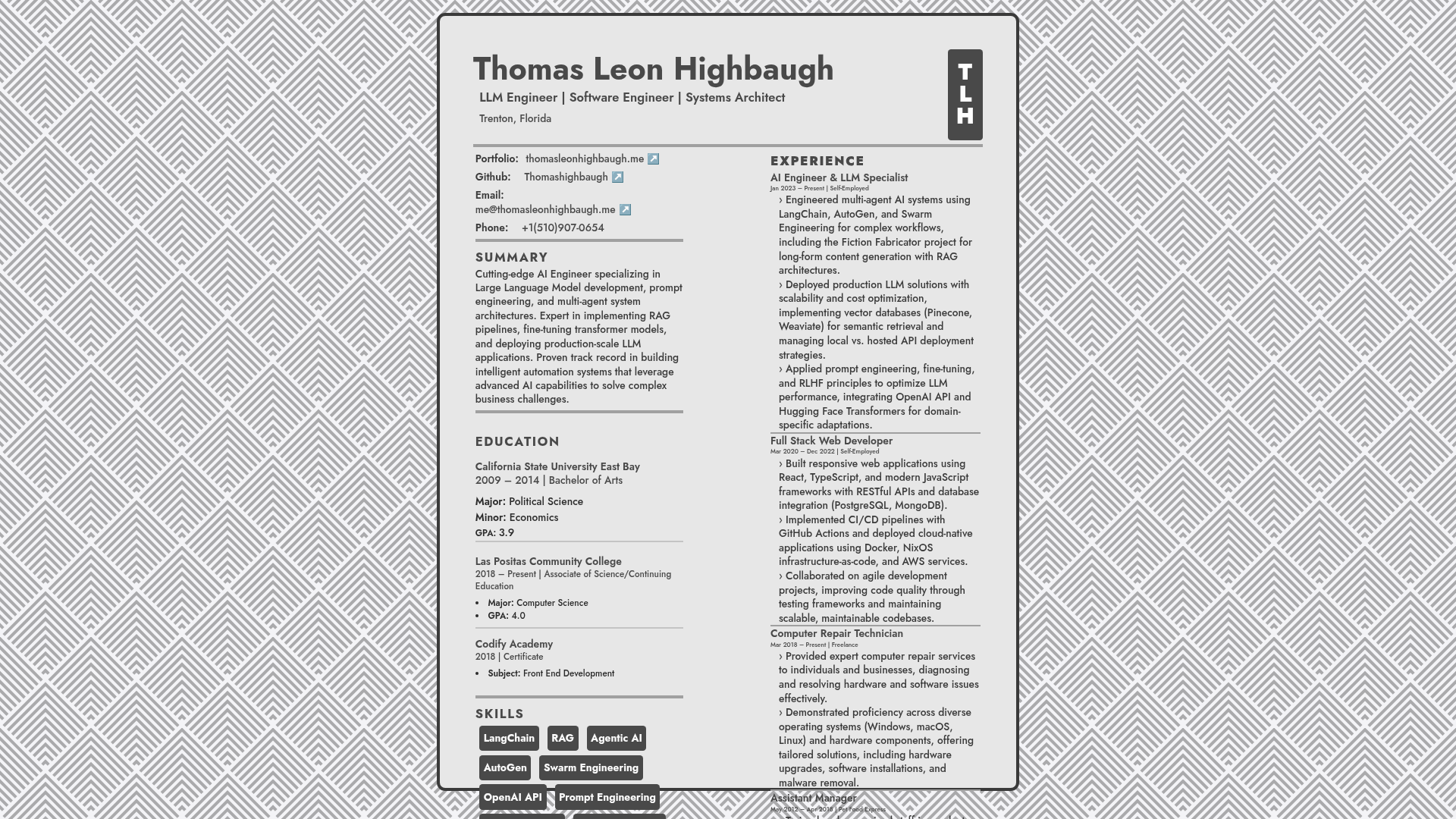 Universal Résumé Template preview