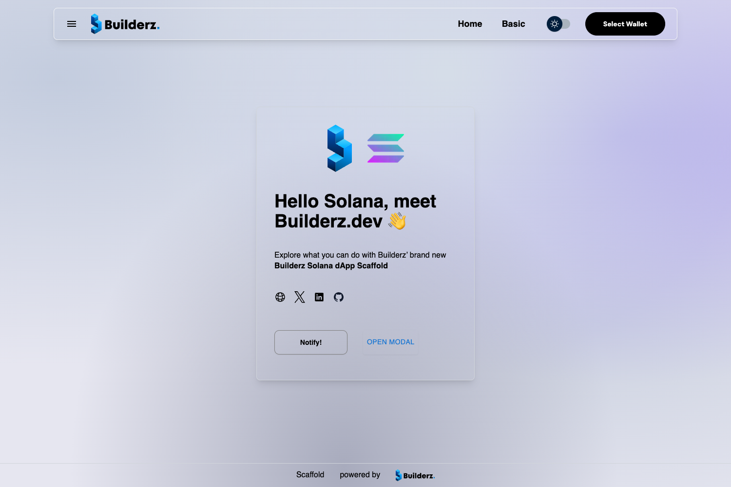 Builderz Solana dApp Scaffold preview