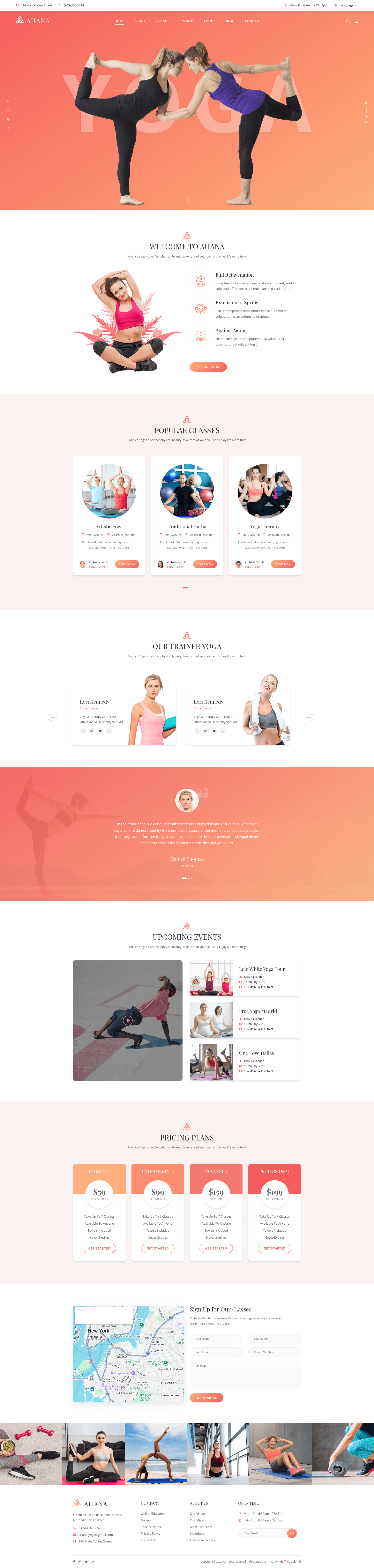 screenshot of Ahana – Free Bootstrap 4 HTML5 Fitness Website Template on template0.com