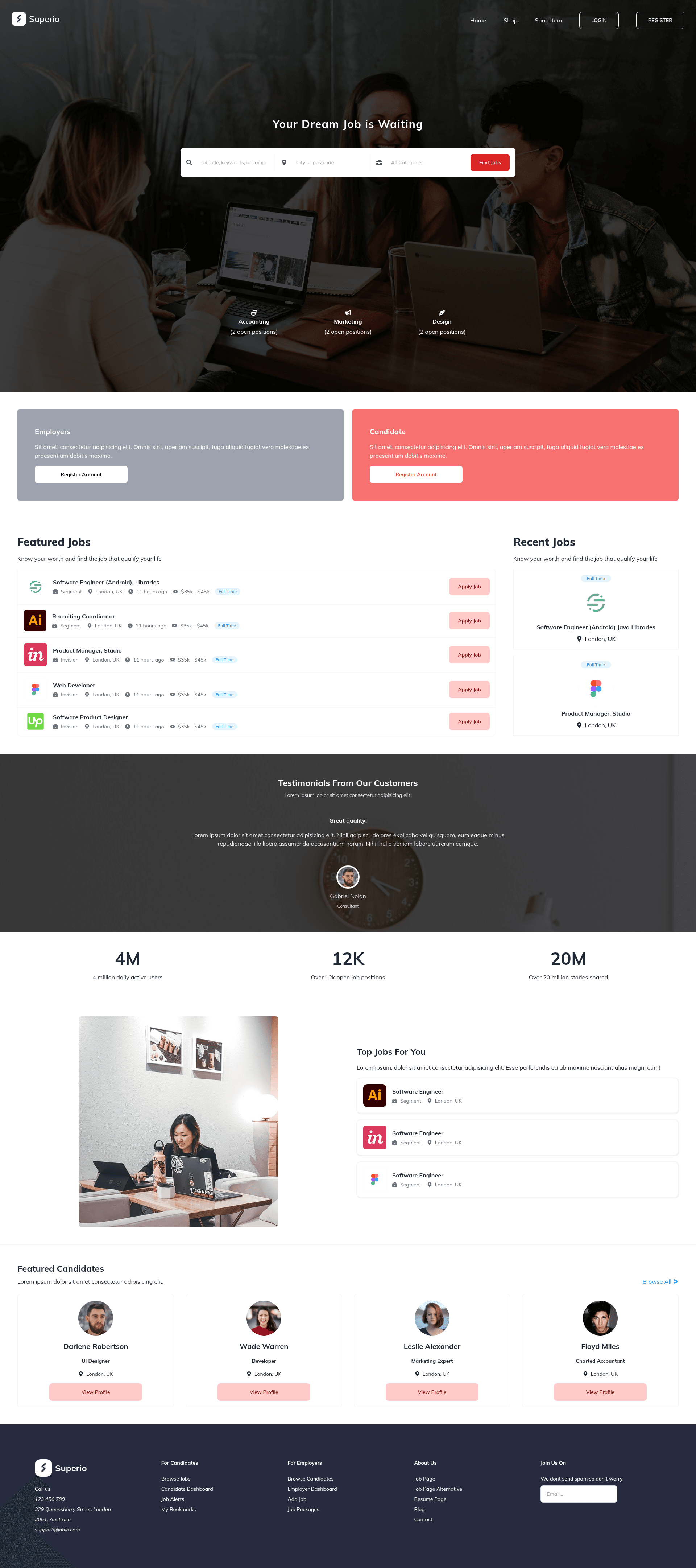 screenshot of Superio on template0.com