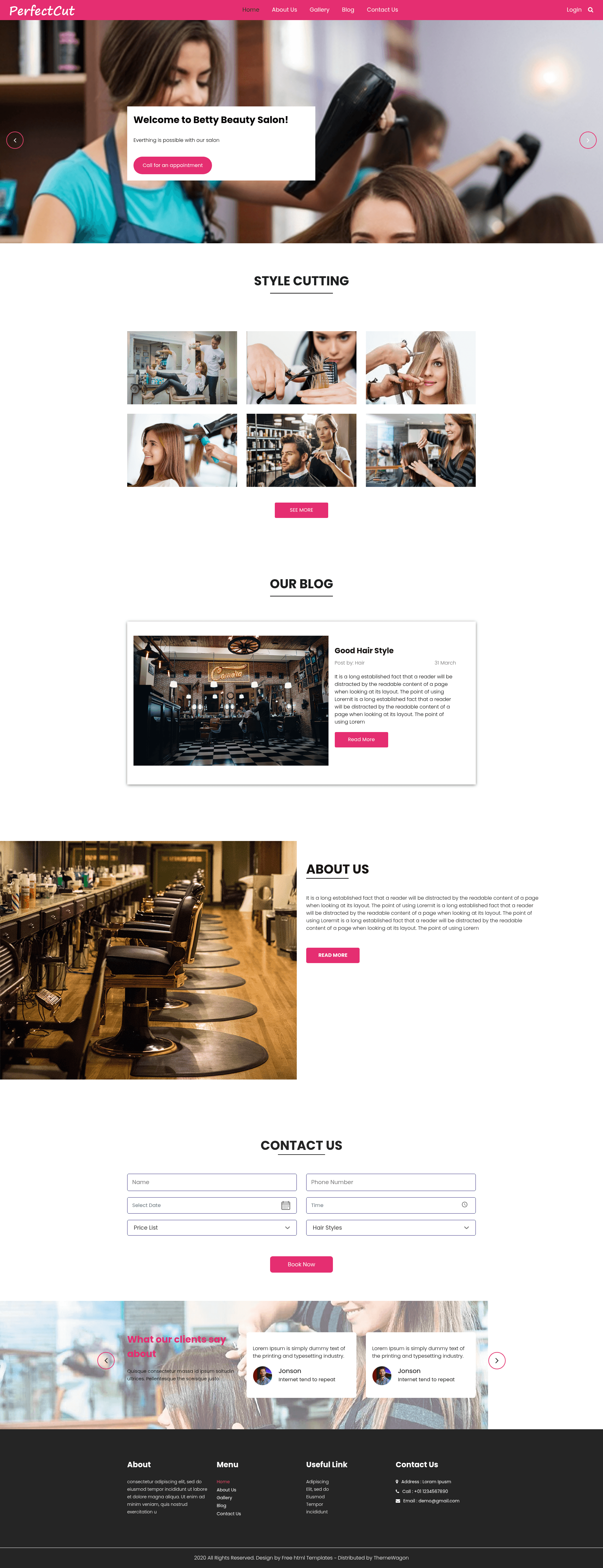 screenshot of PerfectCut – Free Responsive Bootstrap Salon Website Template on template0.com