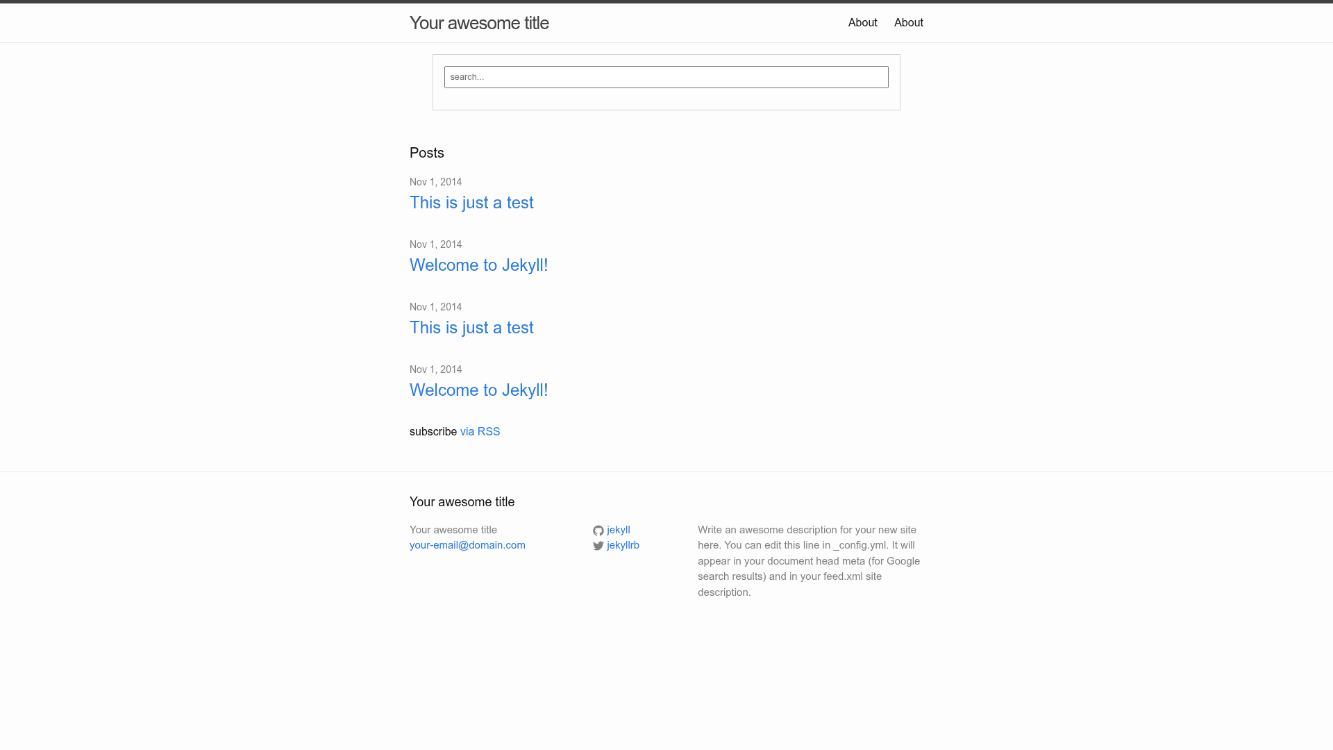screenshot of Simple Jekyll Search on template0.com