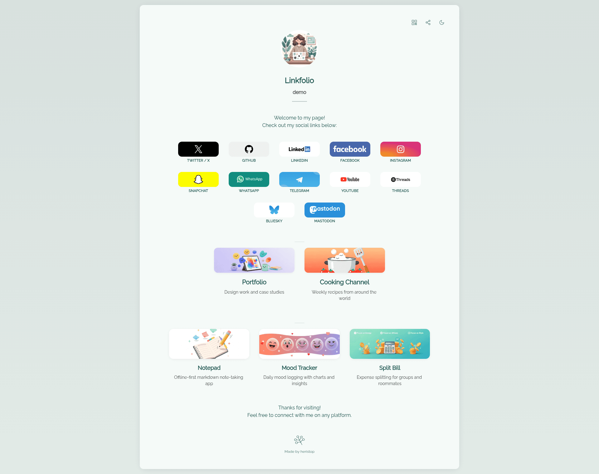 screenshot of Linkfolio on template0.com