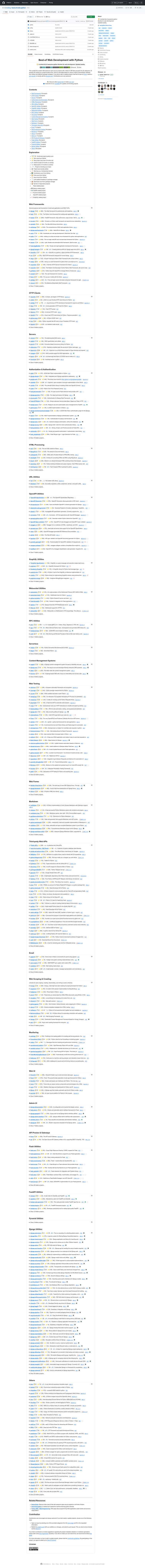 screenshot of Best-of Web Development with Python on template0.com