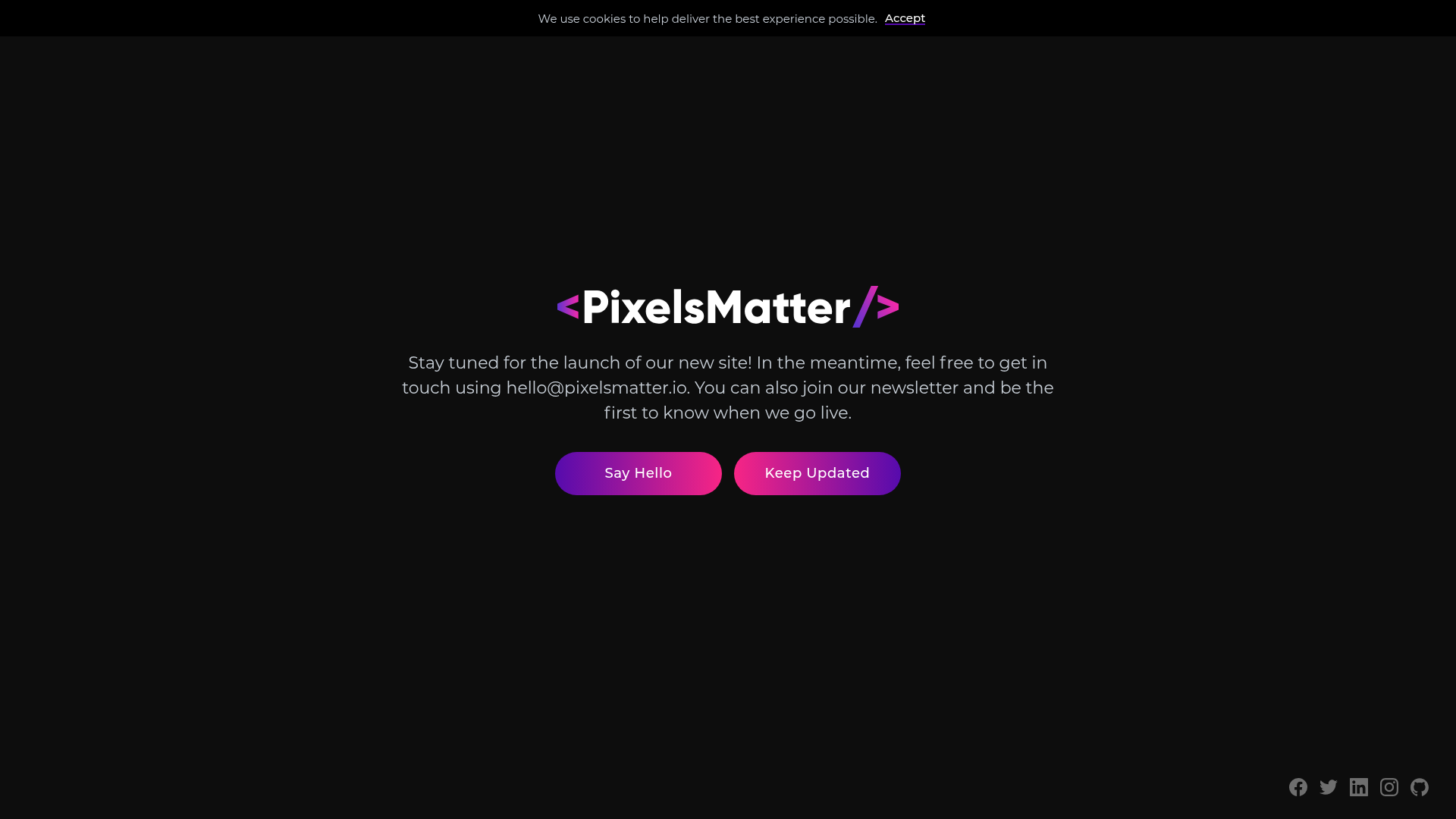 screenshot of PixelsMatter Holding on template0.com