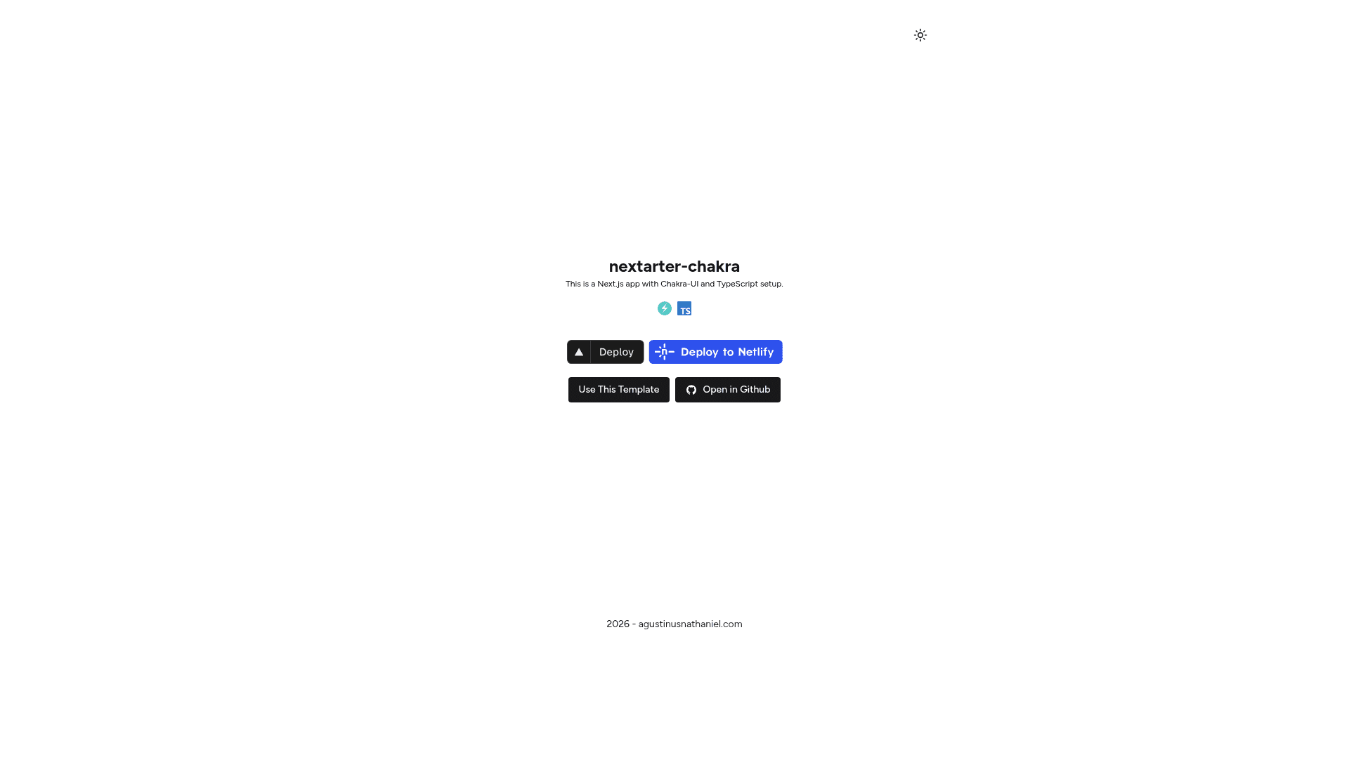 screenshot of Nextarter Chakra on template0.com