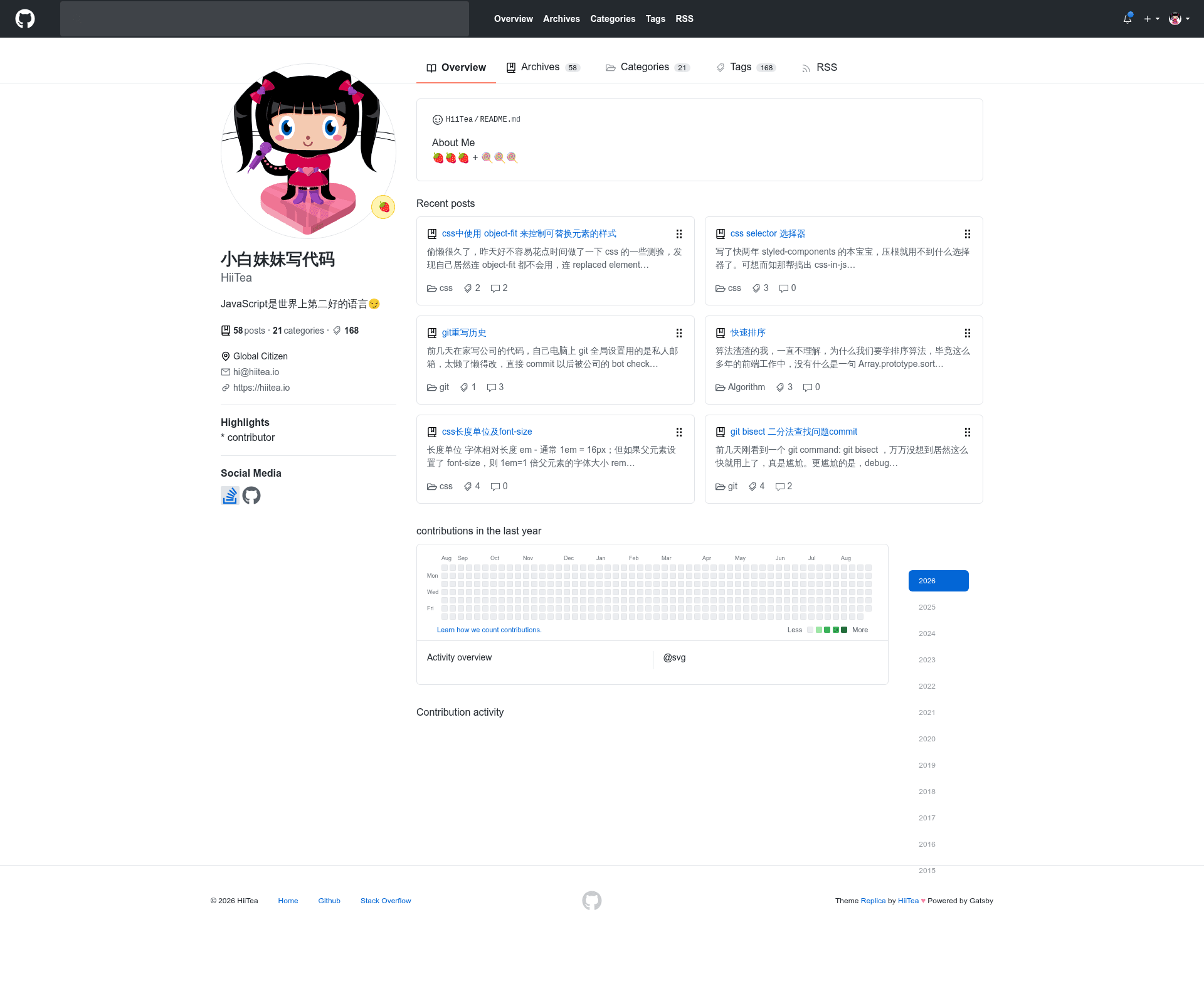 screenshot of Hexo Theme Replica on template0.com