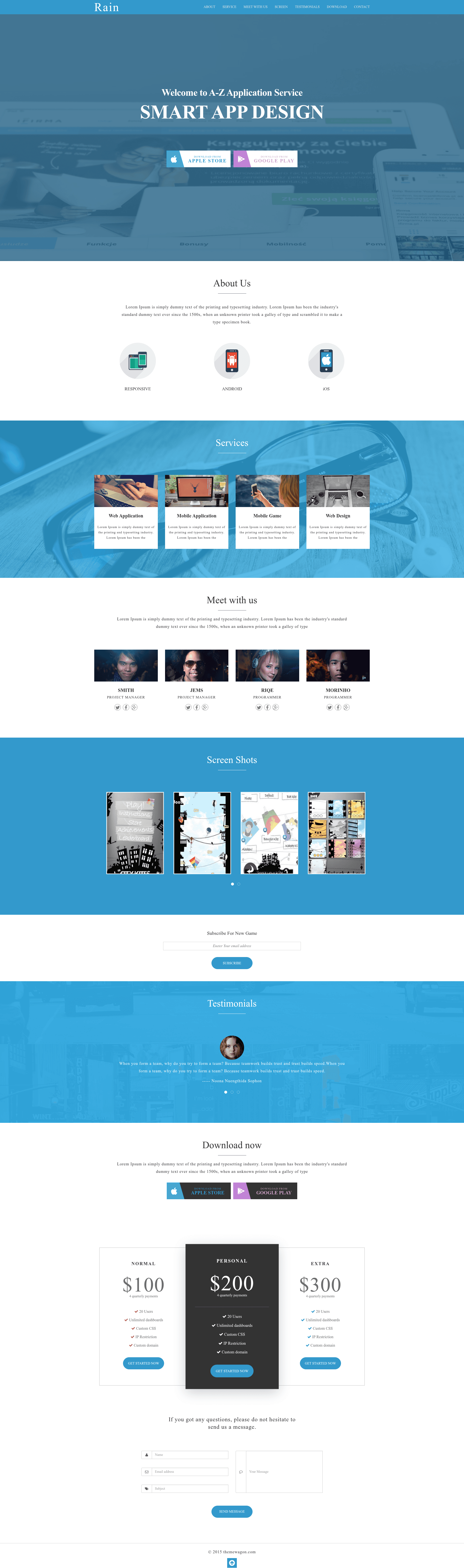 screenshot of Rain – Free Responsive HTML5 App Landing Page Template on template0.com