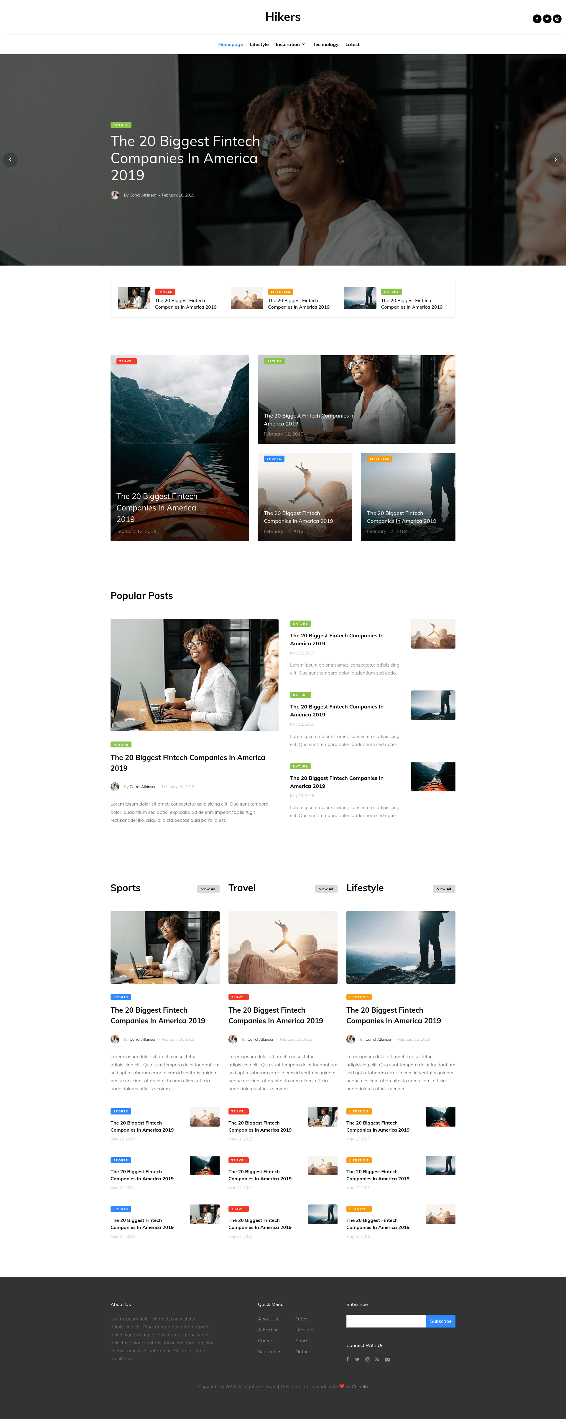 screenshot of Hikers on template0.com