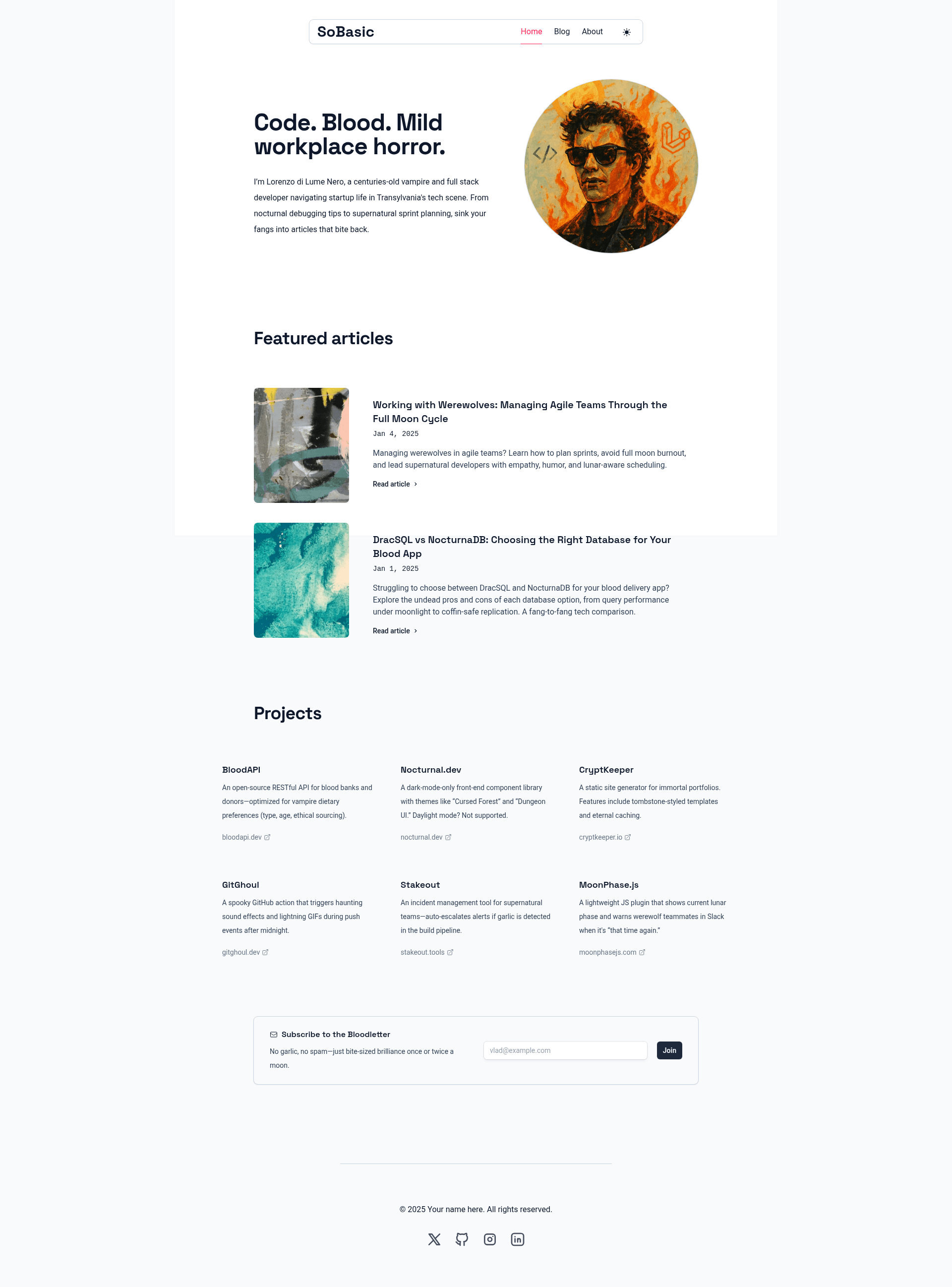 screenshot of So Basic - Astro Blog Template on template0.com