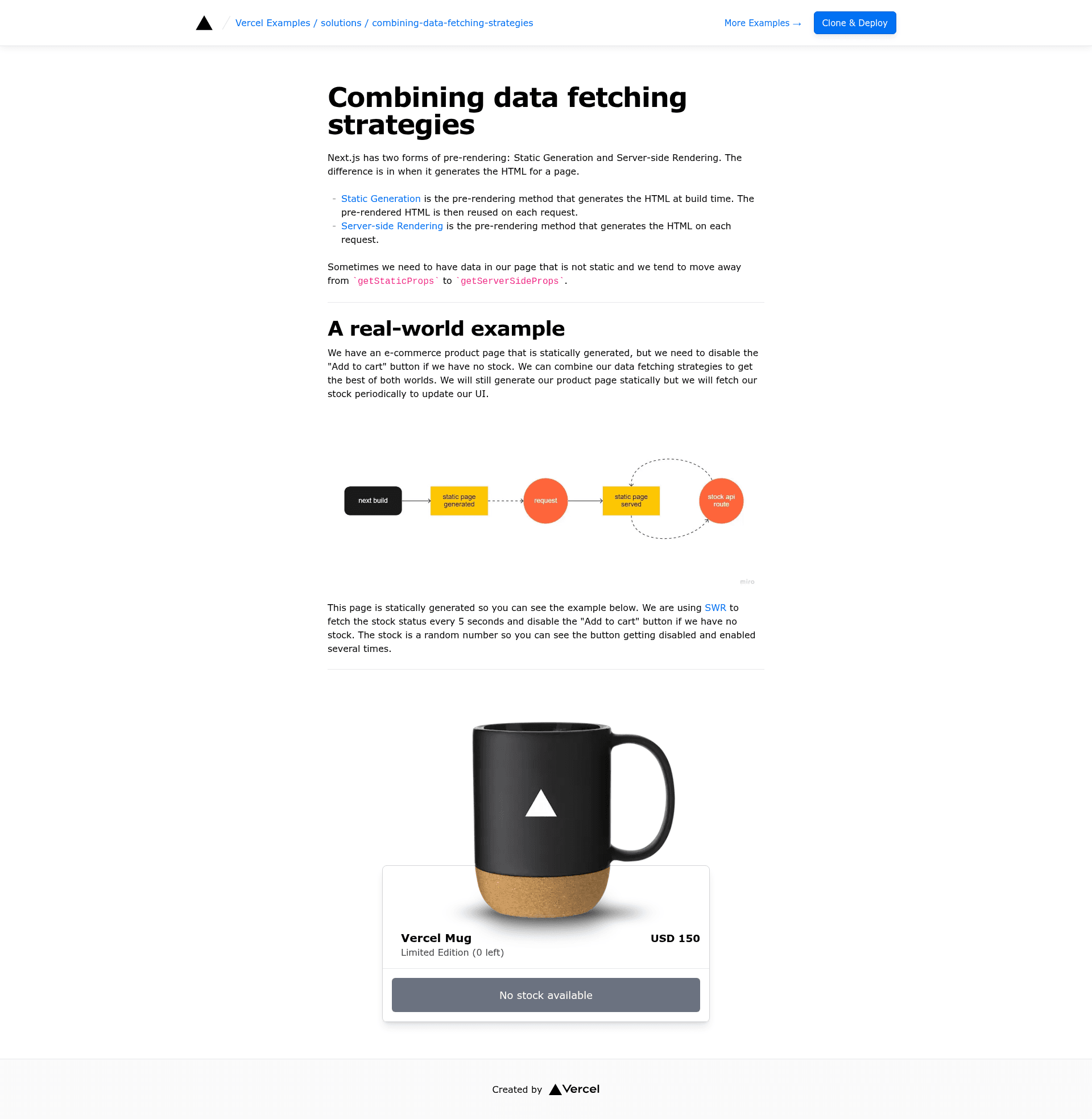 screenshot of Combining data fetching strategies on template0.com