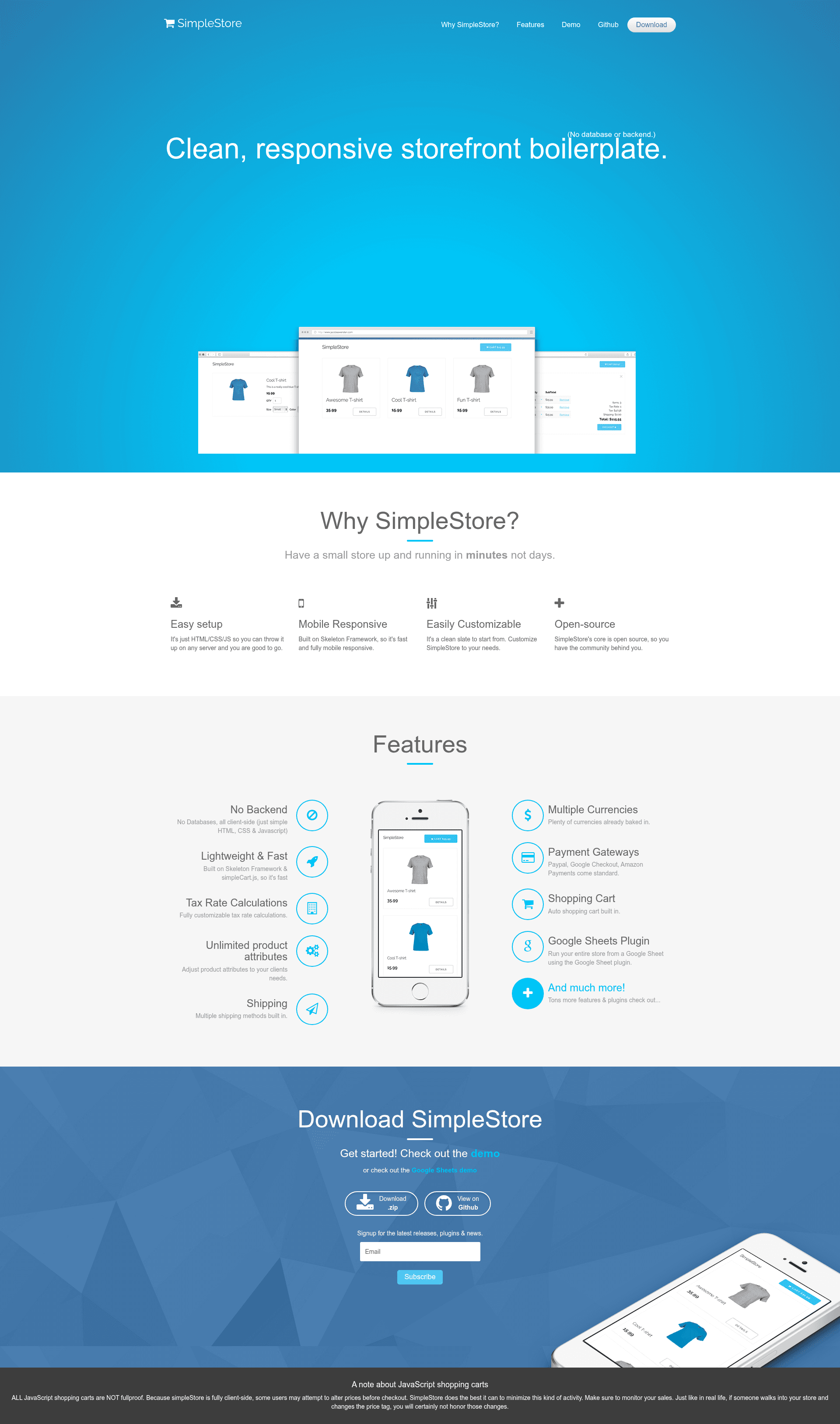 screenshot of simpleStore on template0.com