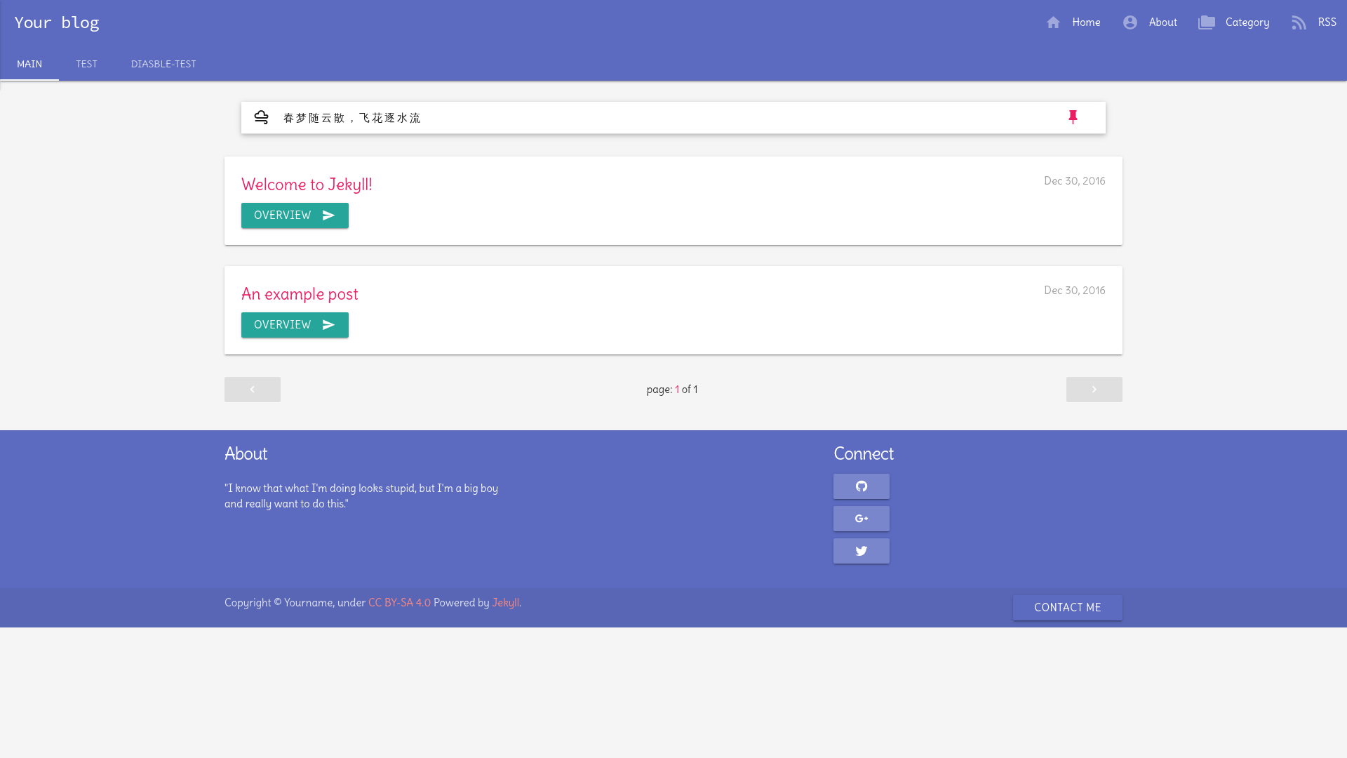 screenshot of Materialize Jekyll on template0.com