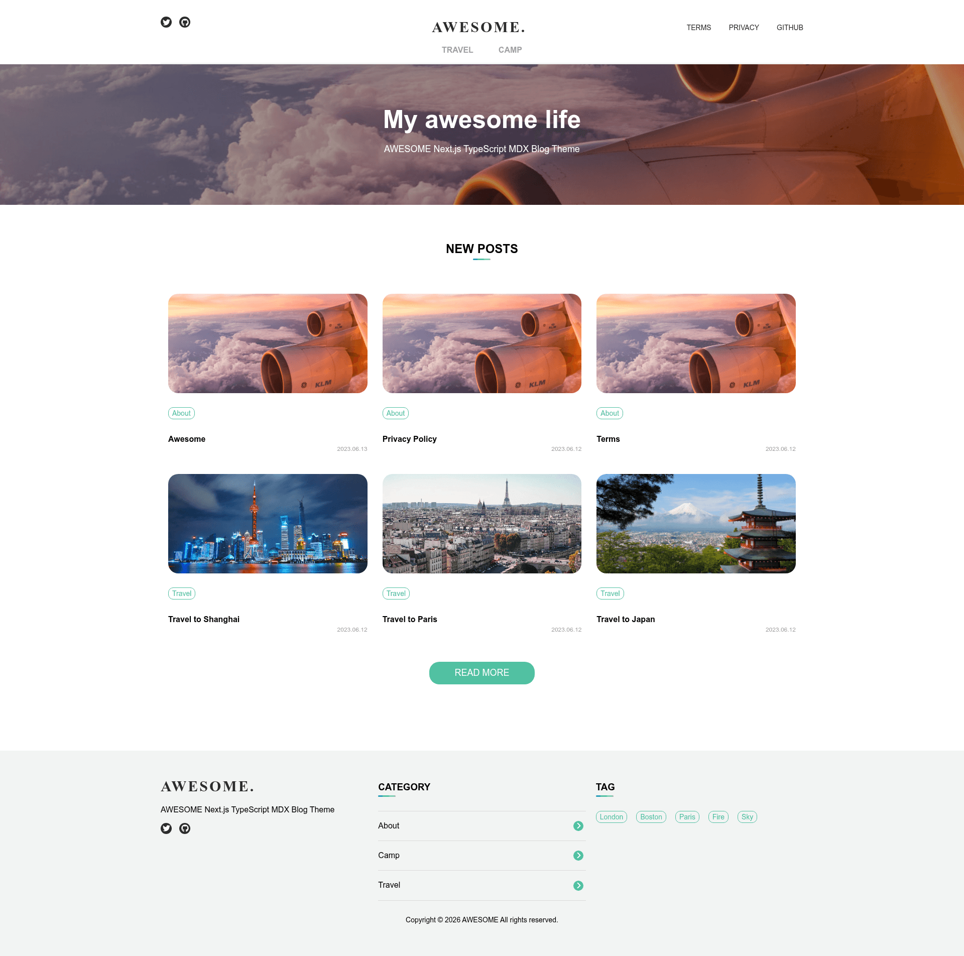 screenshot of Awesome on template0.com