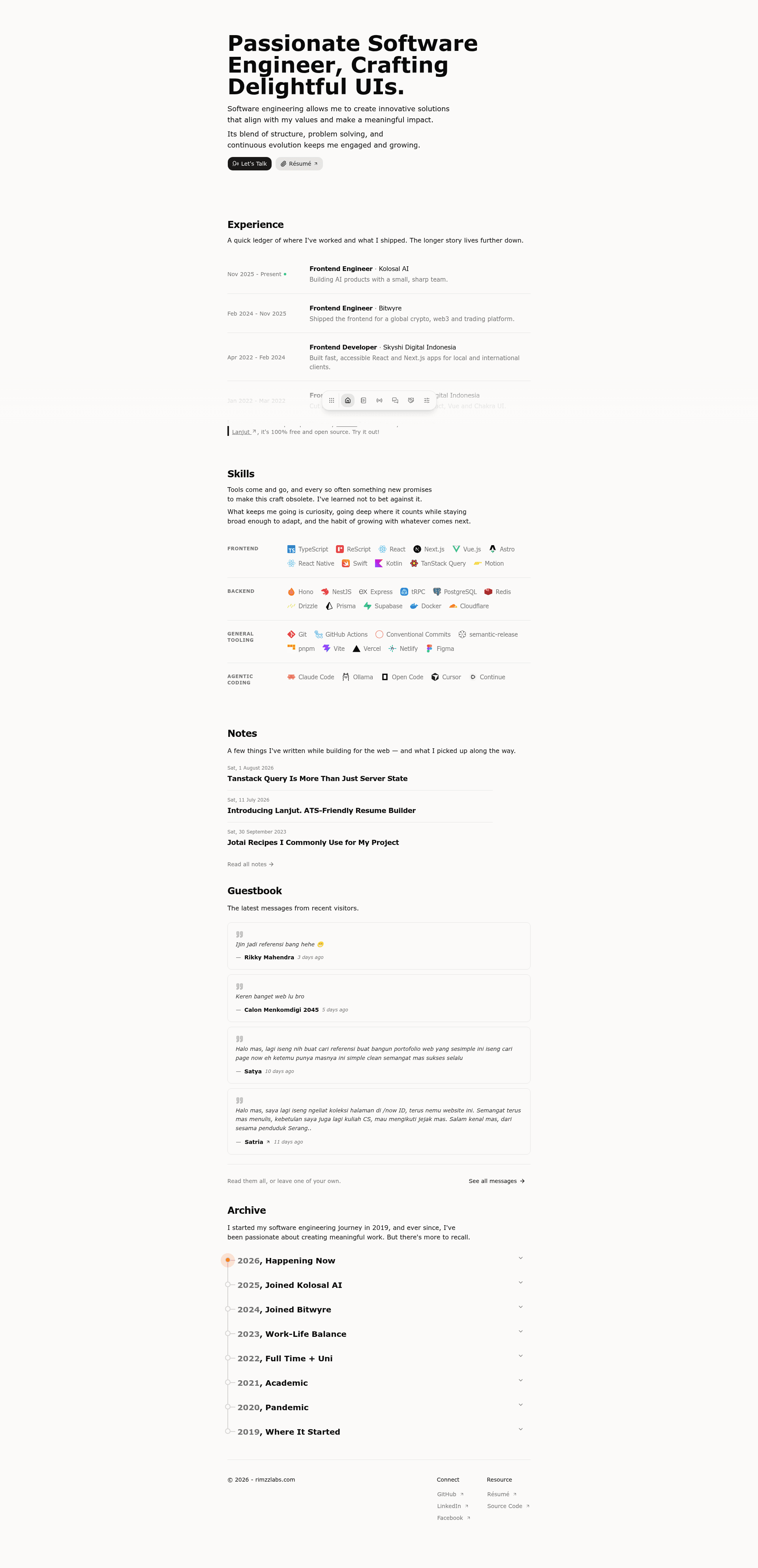 screenshot of rimzzlabs.com on template0.com