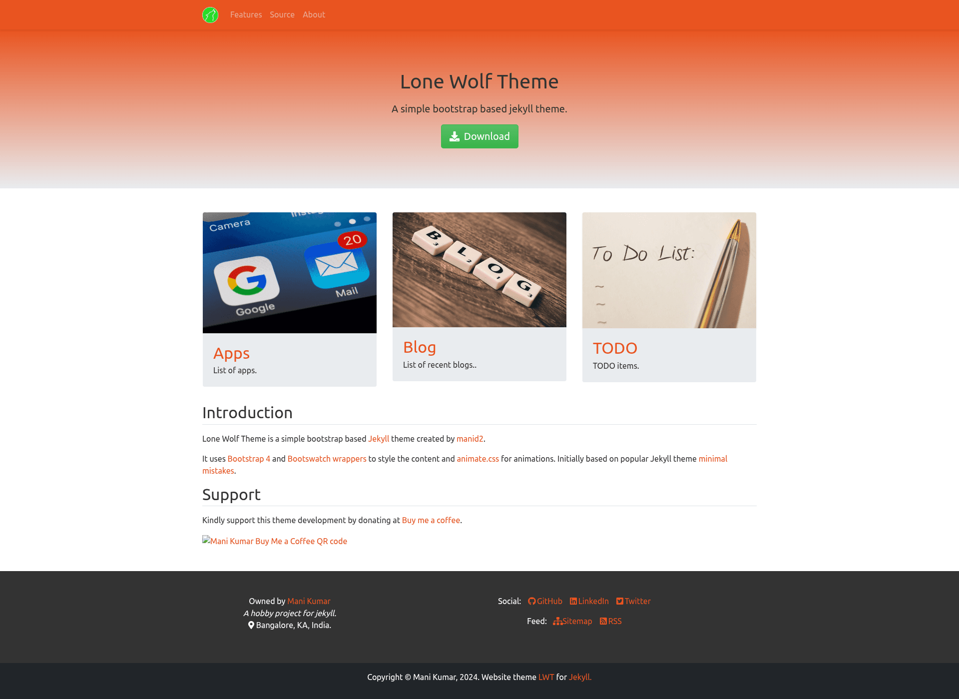 screenshot of Lone Wolf Theme on template0.com