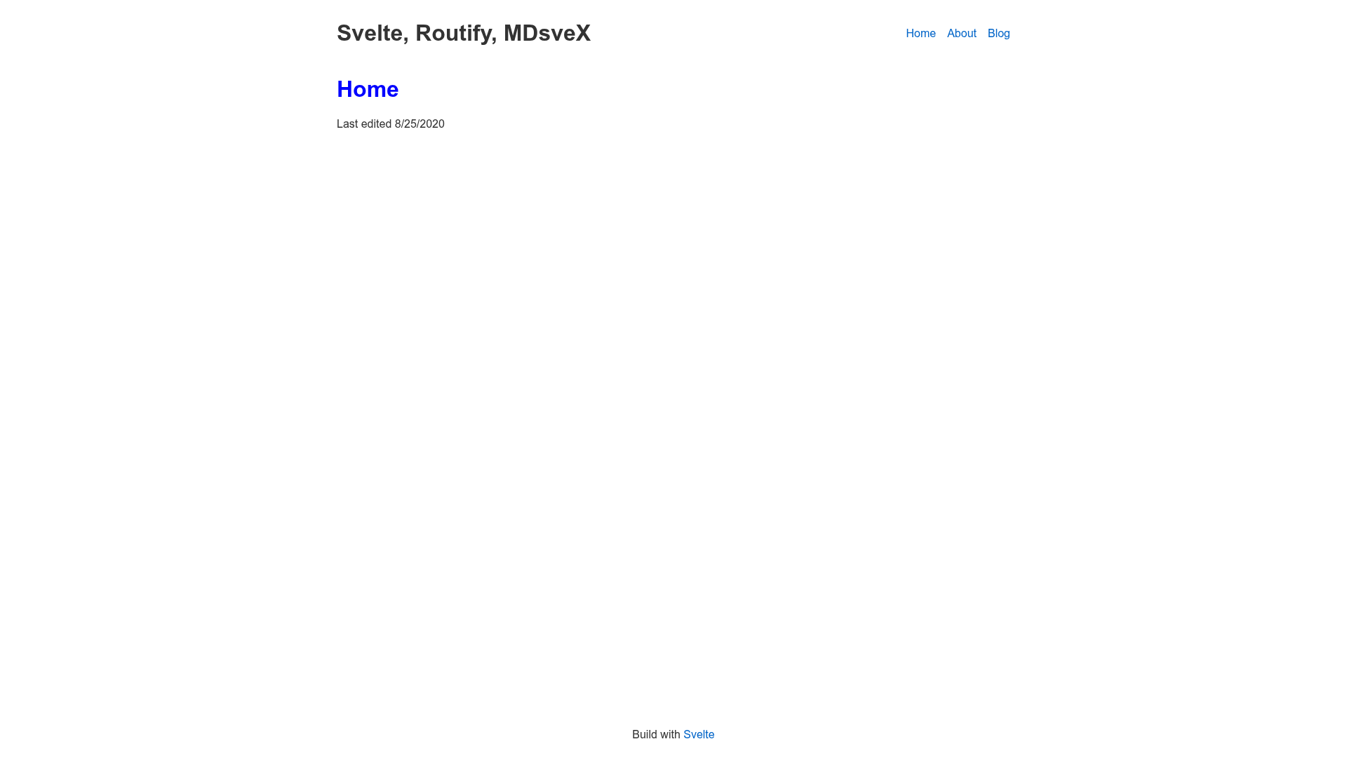 screenshot of Svelte Routify MDsveX Demo on template0.com