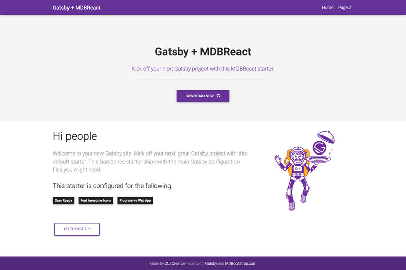 Image for Gatsby Starter MDBReact on template0.com Image for Gatsby Starter MDBReact on template0.com