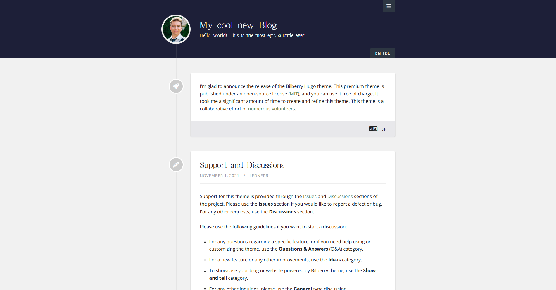 Bilberry Hugo Theme v4 preview