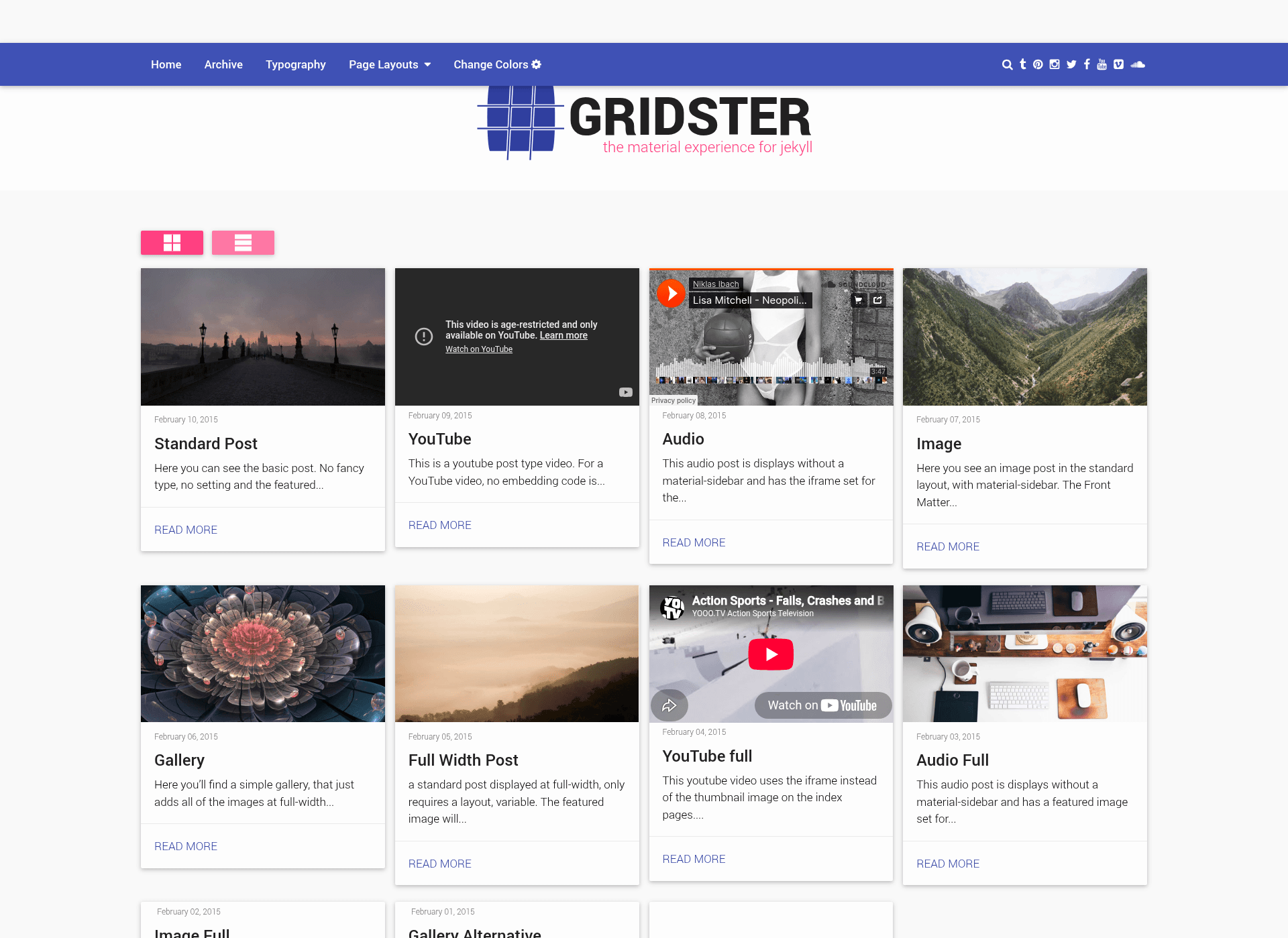 screenshot of Gridster Jekyll Theme on template0.com
