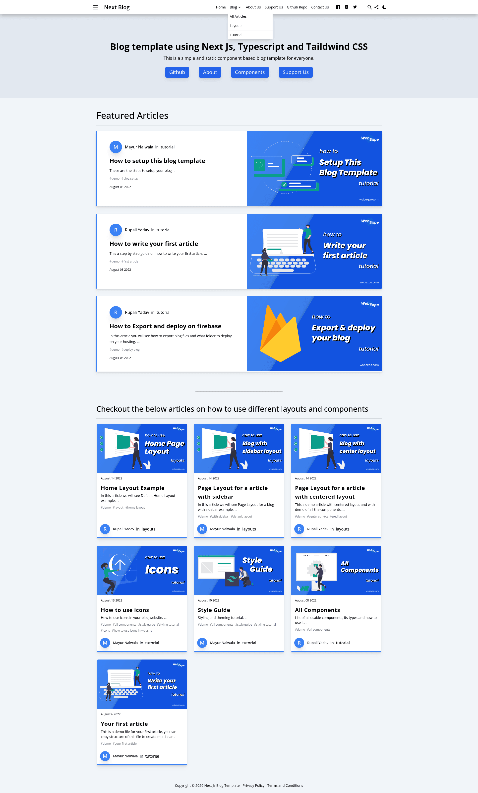 screenshot of Webexpe Blog Template on template0.com