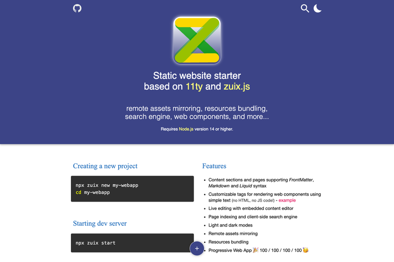 Image for zuix.js web starter on template0.com Image for zuix.js web starter on template0.com