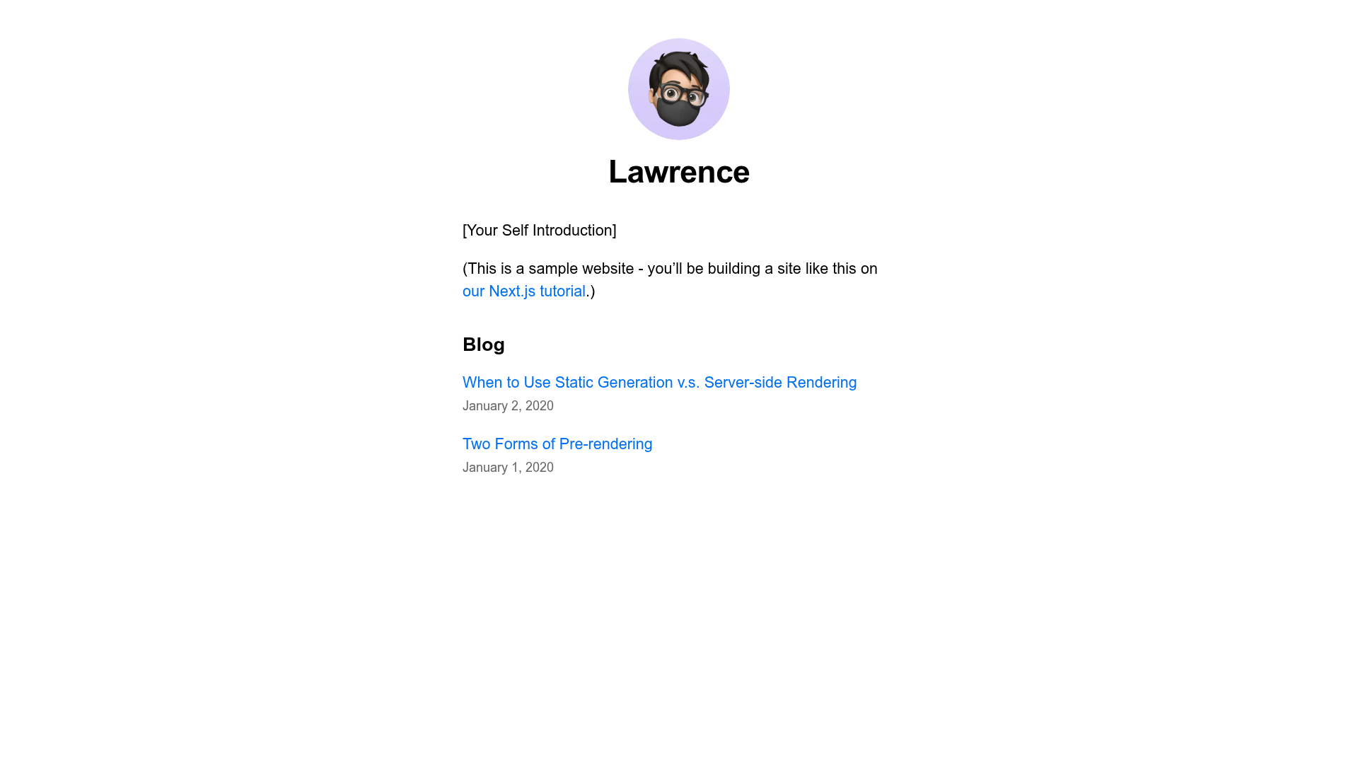 screenshot of Next.js Starter on template0.com