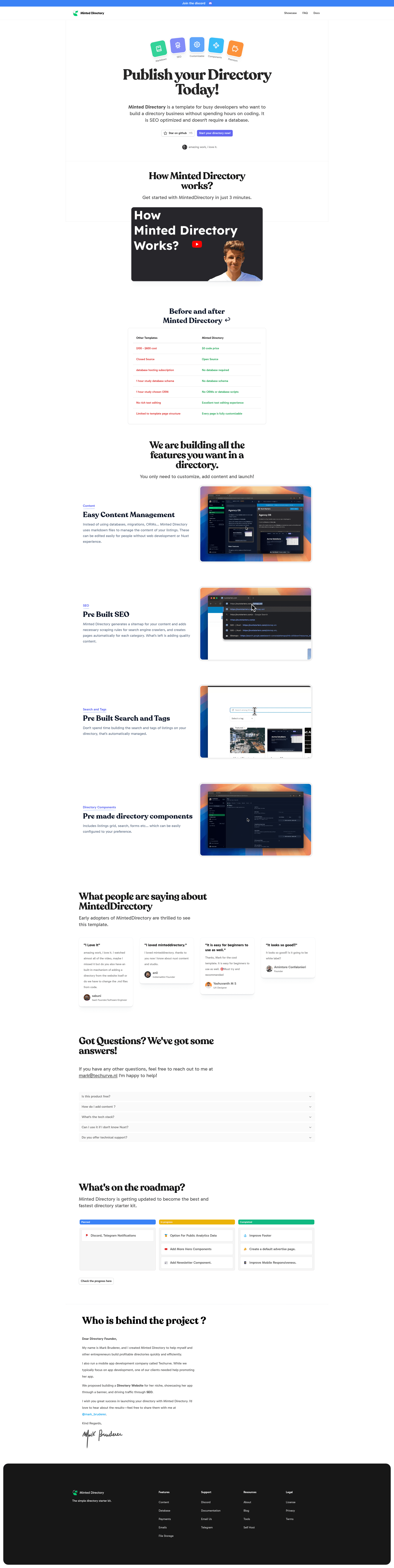 screenshot of Minted Directory Template on template0.com