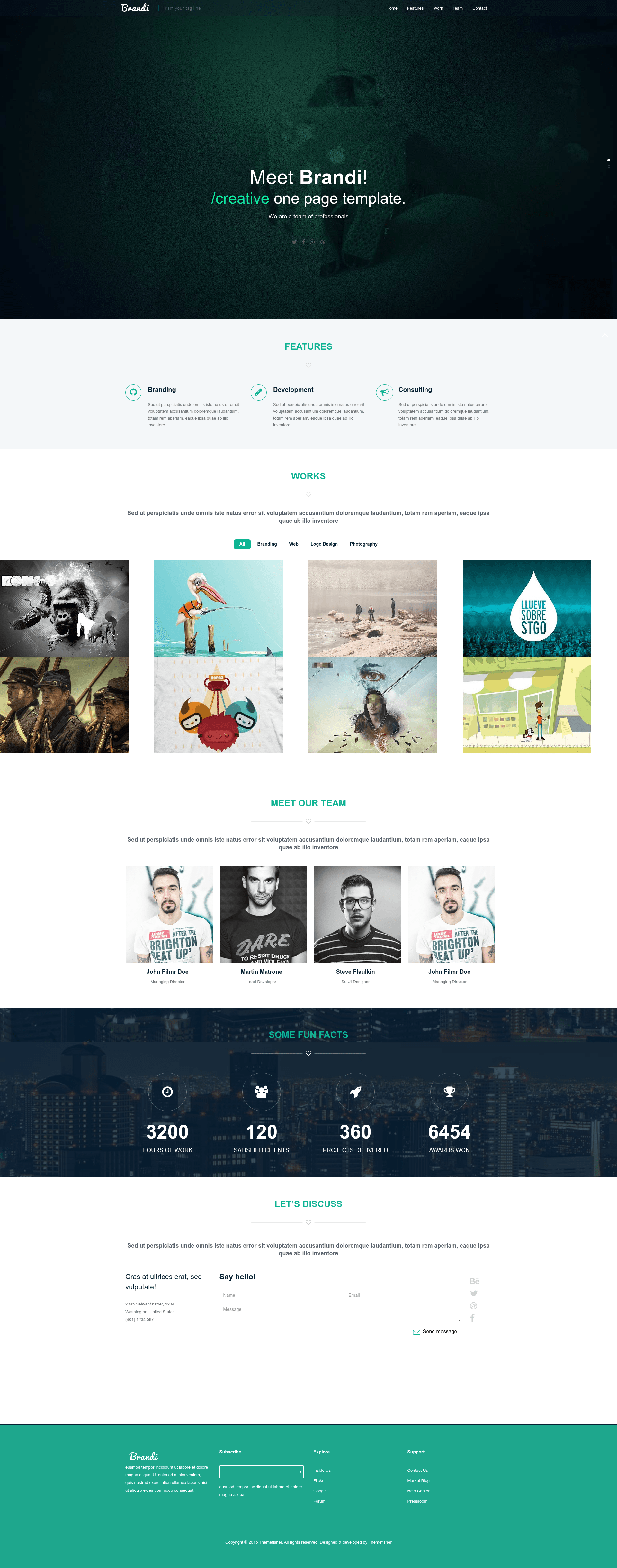 screenshot of Brandi - Free One Page Responsive HTML5 Business Template on template0.com