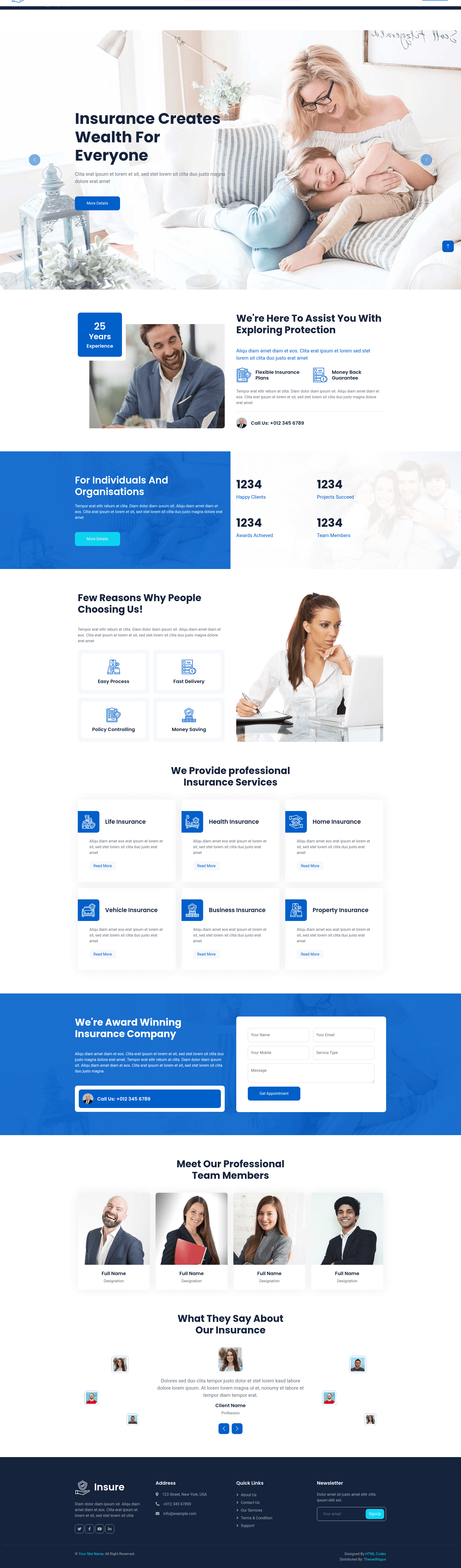screenshot of Insure – Free Bootstrap 5 Insurance Company Website Template on template0.com