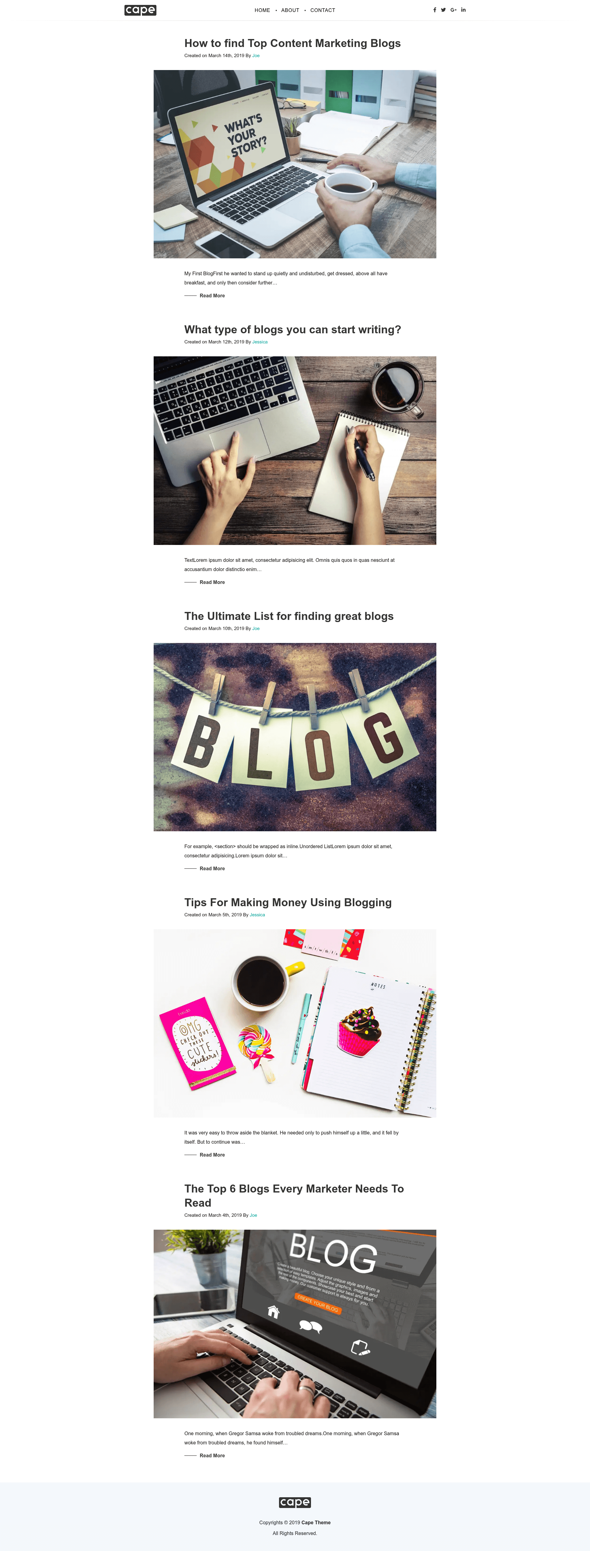 screenshot of Cape on template0.com