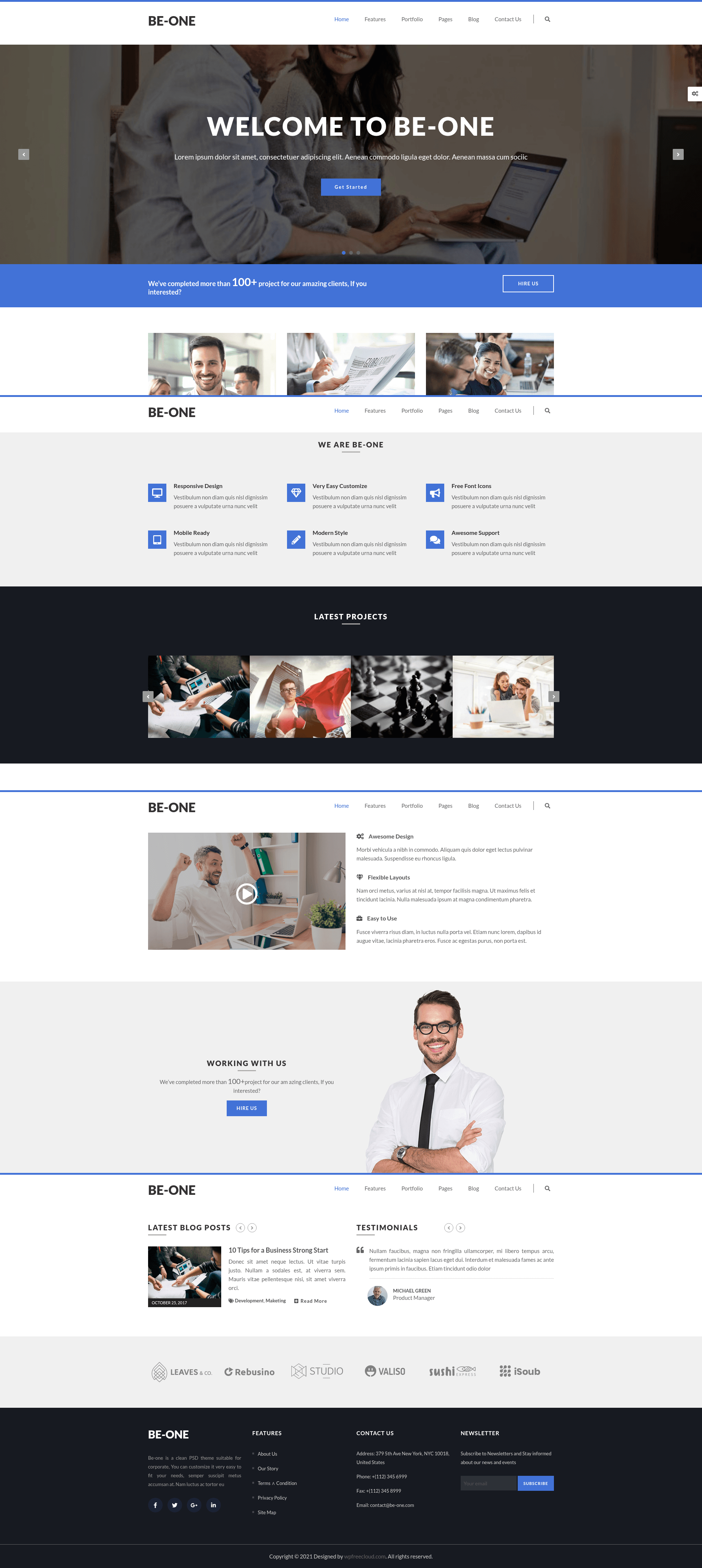 screenshot of Be One – Free Bootstrap 4 HTML5 Business & Corporate Template on template0.com