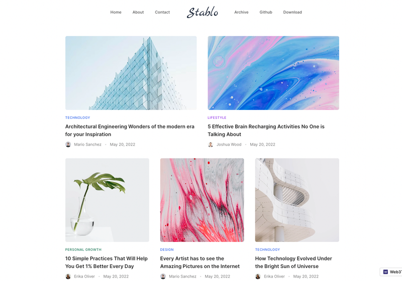 Image for Stablo – Minimal Blog Template on template0.com Image for Stablo – Minimal Blog Template on template0.com