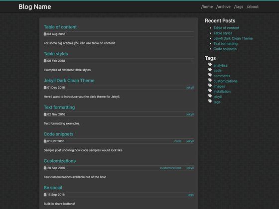 Image for Jekyll Clean Dark on template0.com Image for Jekyll Clean Dark on template0.com