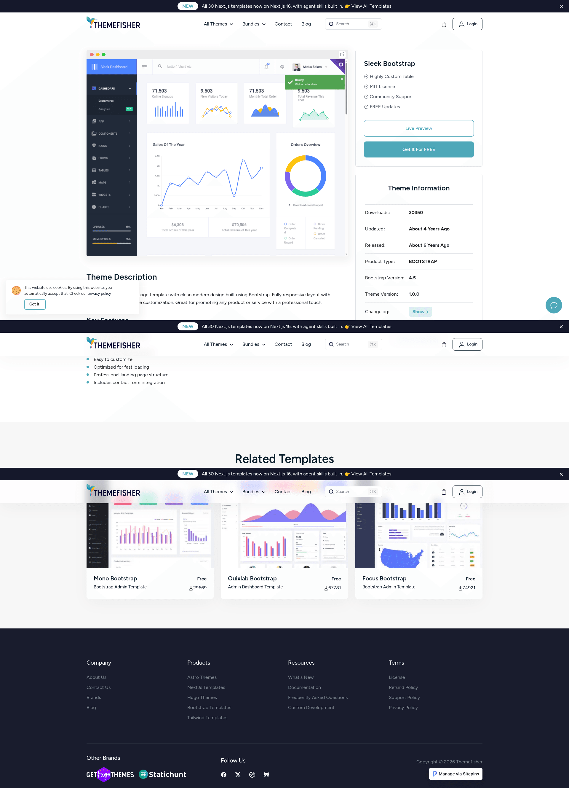 screenshot of Sleek Dashboard on template0.com