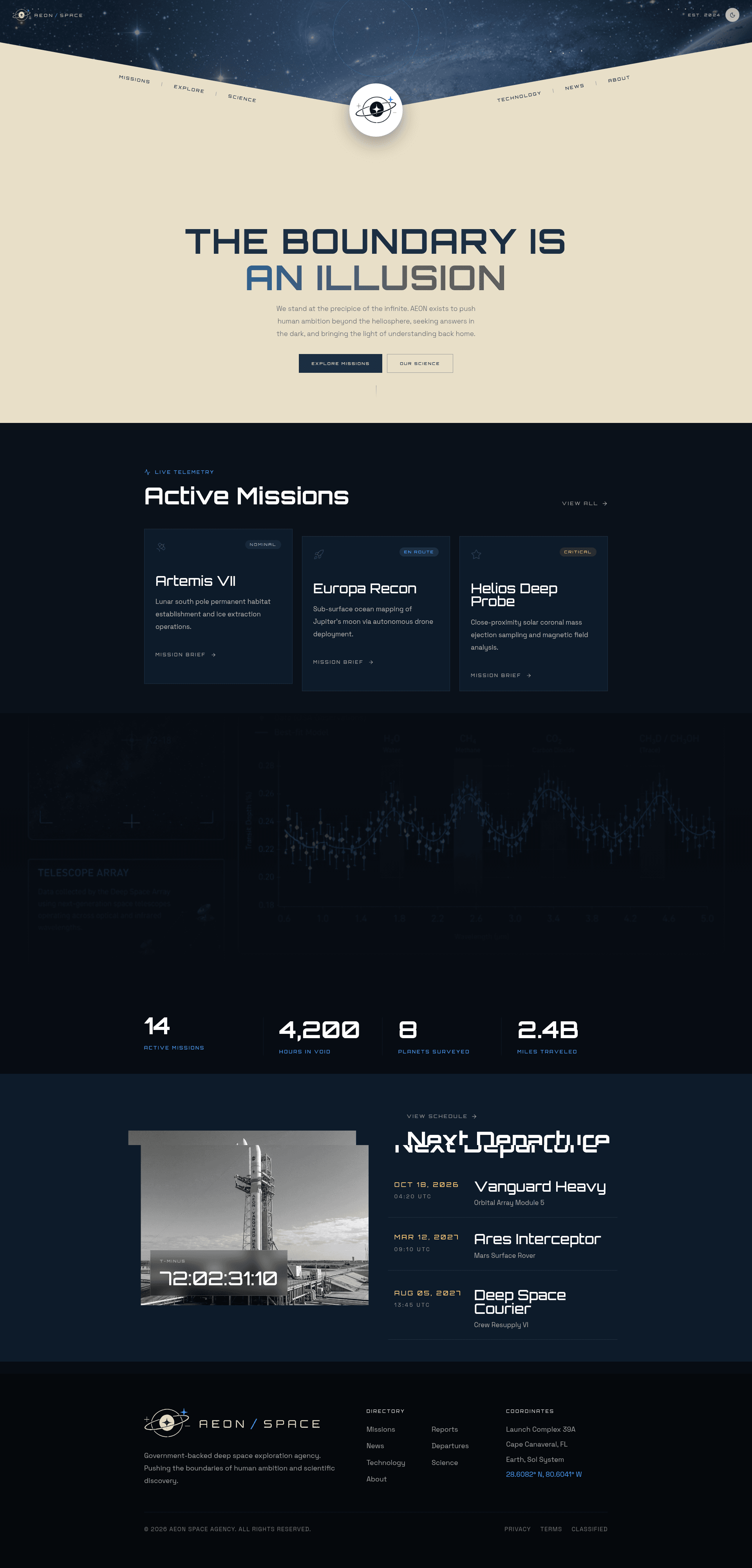 screenshot of AEON / SPACE on template0.com