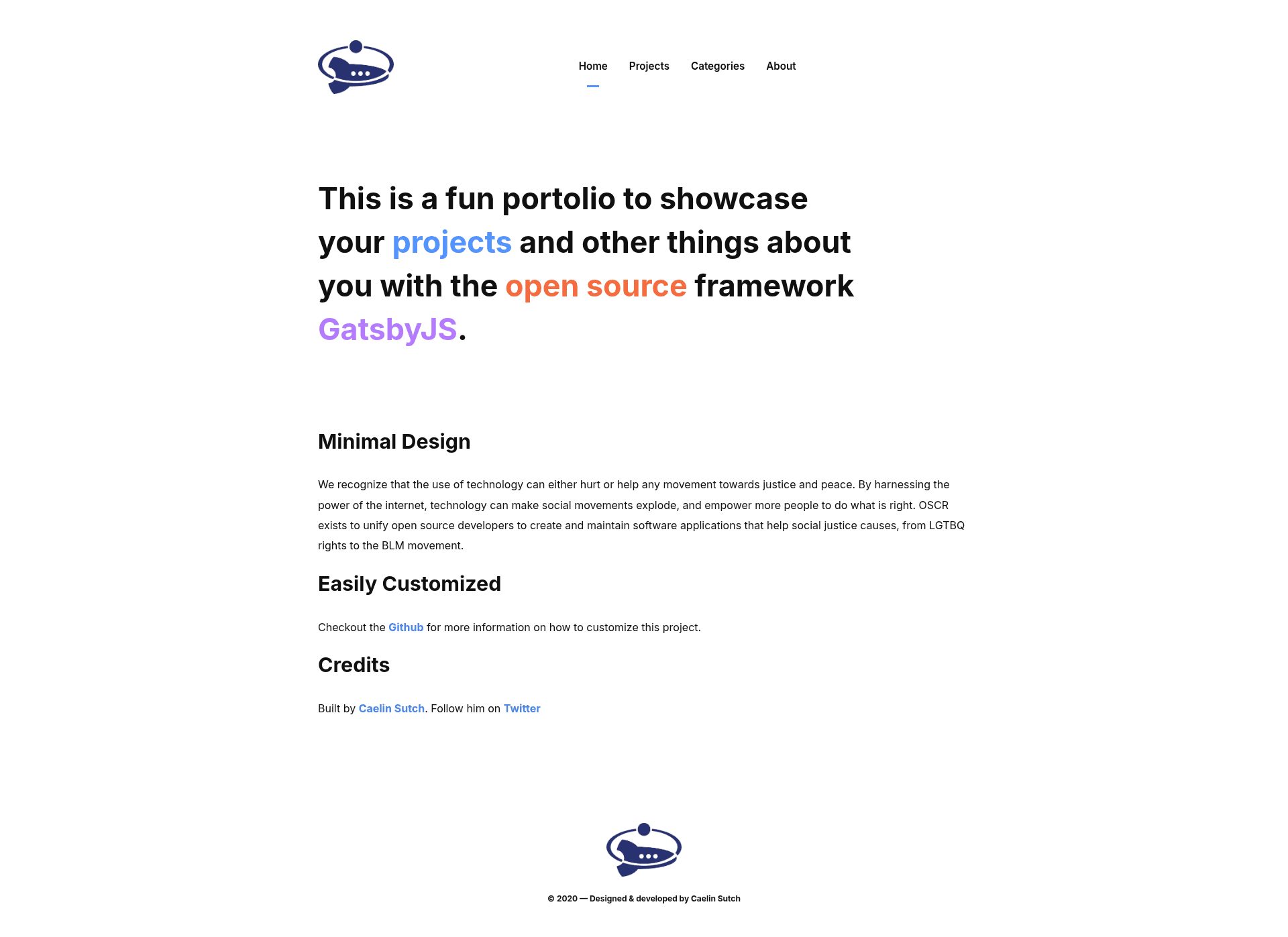 screenshot of Gatsby Typescript Markdown Starter on template0.com